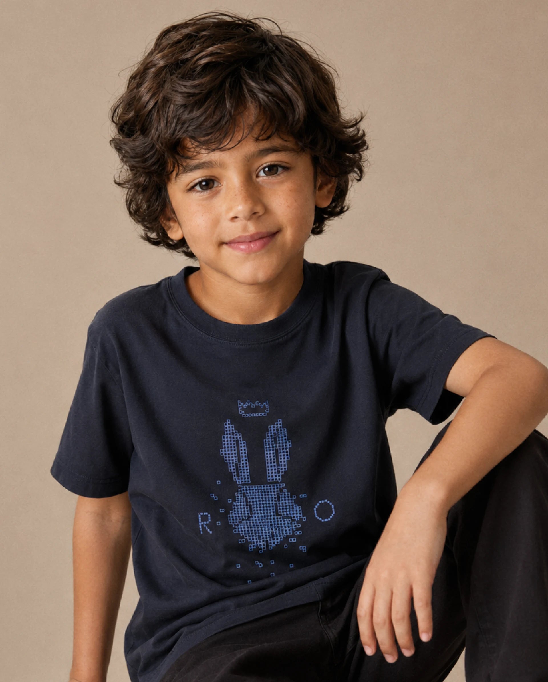 Rare Ones Kids Walko Navy Cotton Blend Fabric Pull-On Regular Fit Graphic Print T-Shirt