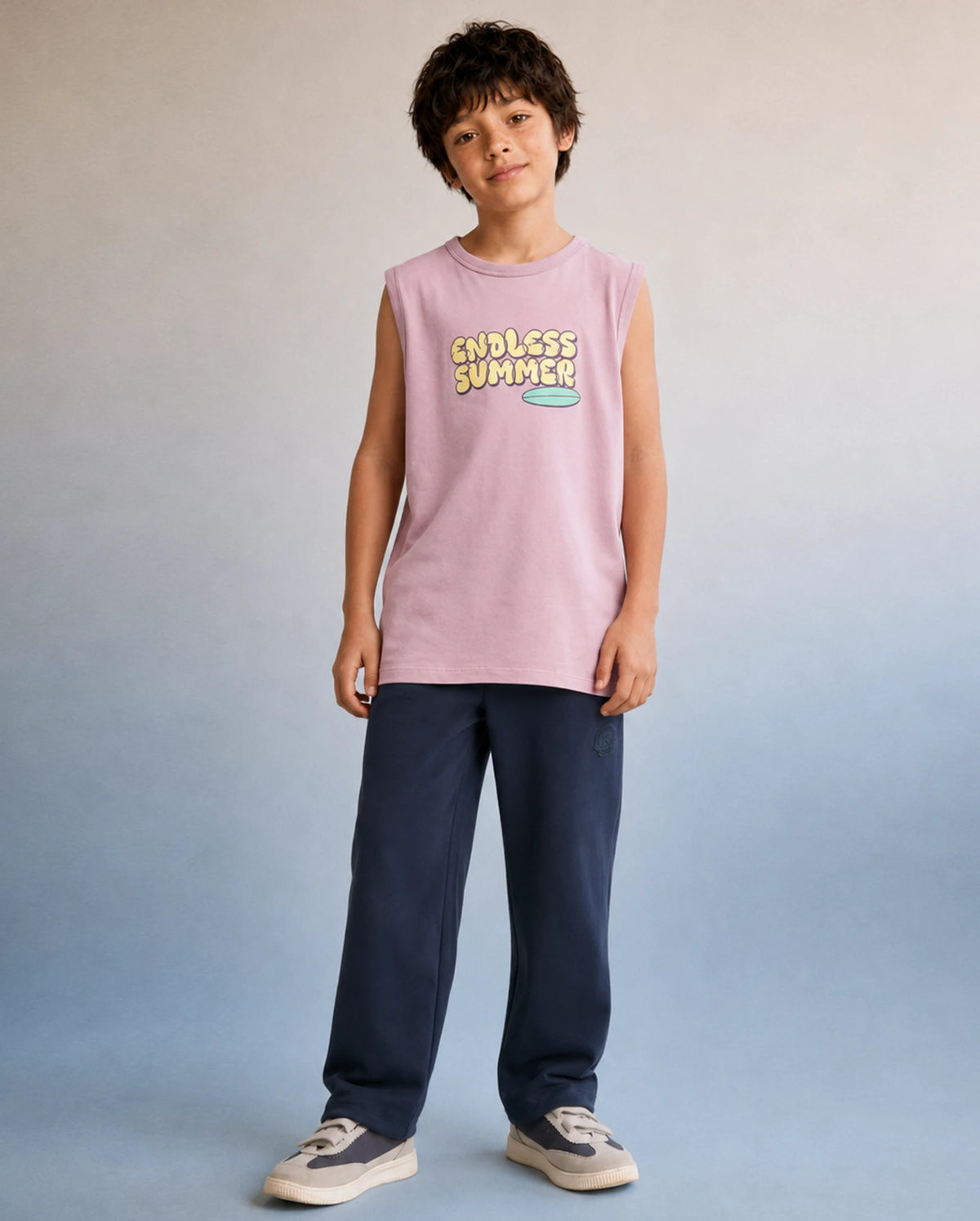 Rare Ones Kids Jose Navy Cotton Blend Fabric Drawstring Closure Regular Plain Track Pant