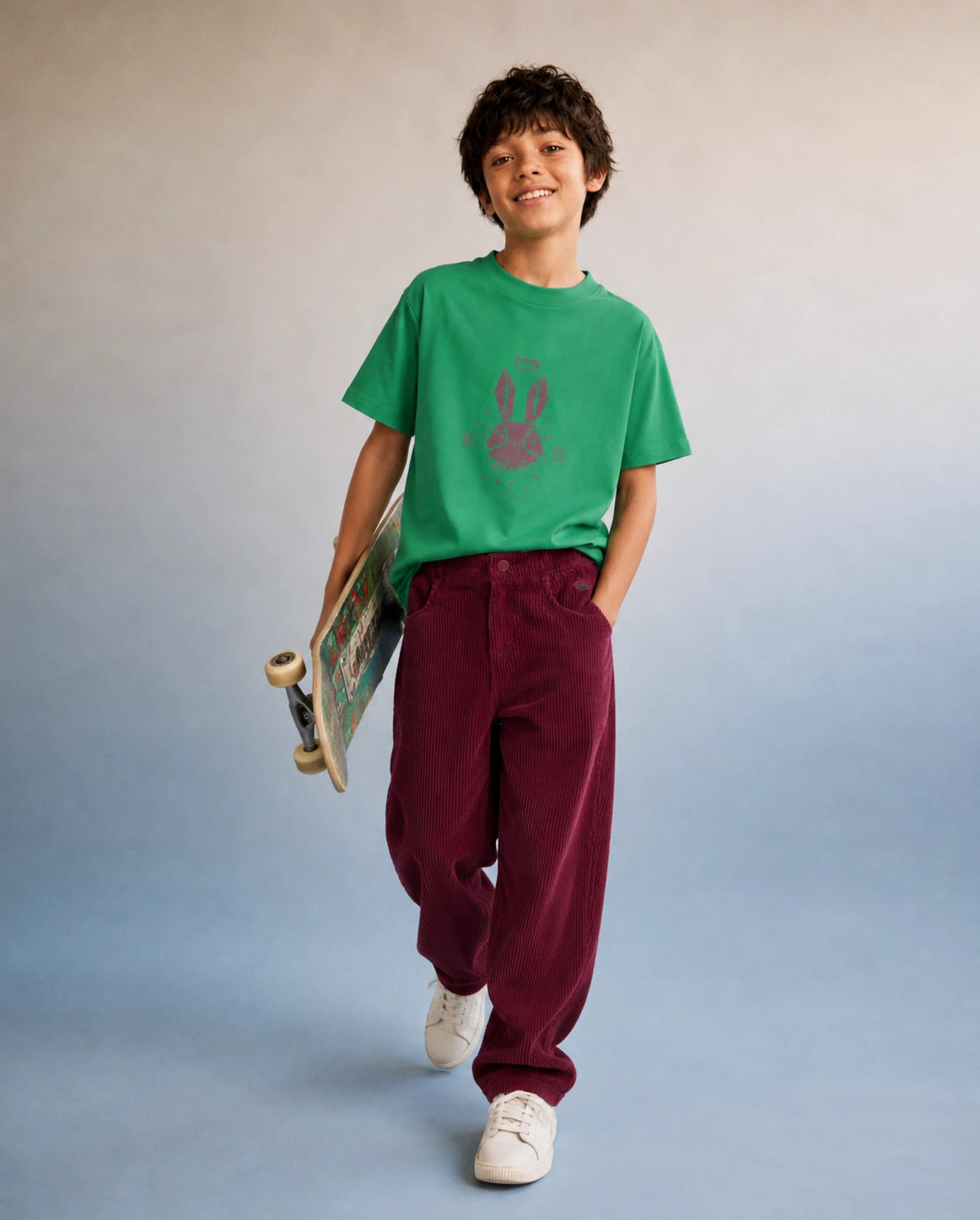 Rare Ones Kids Caro-T Dark Red Cotton Fabric Button And Zip Closure Regular Fit Plain Trouser