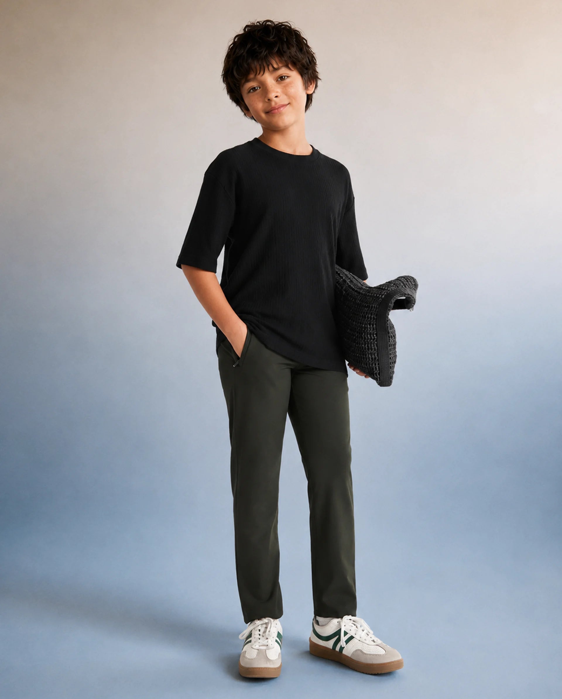 Rare Ones Kids Trove-Aw26 Olive Polyester Blend Fabric Button And Zipper Closure Slim Fit Trouser