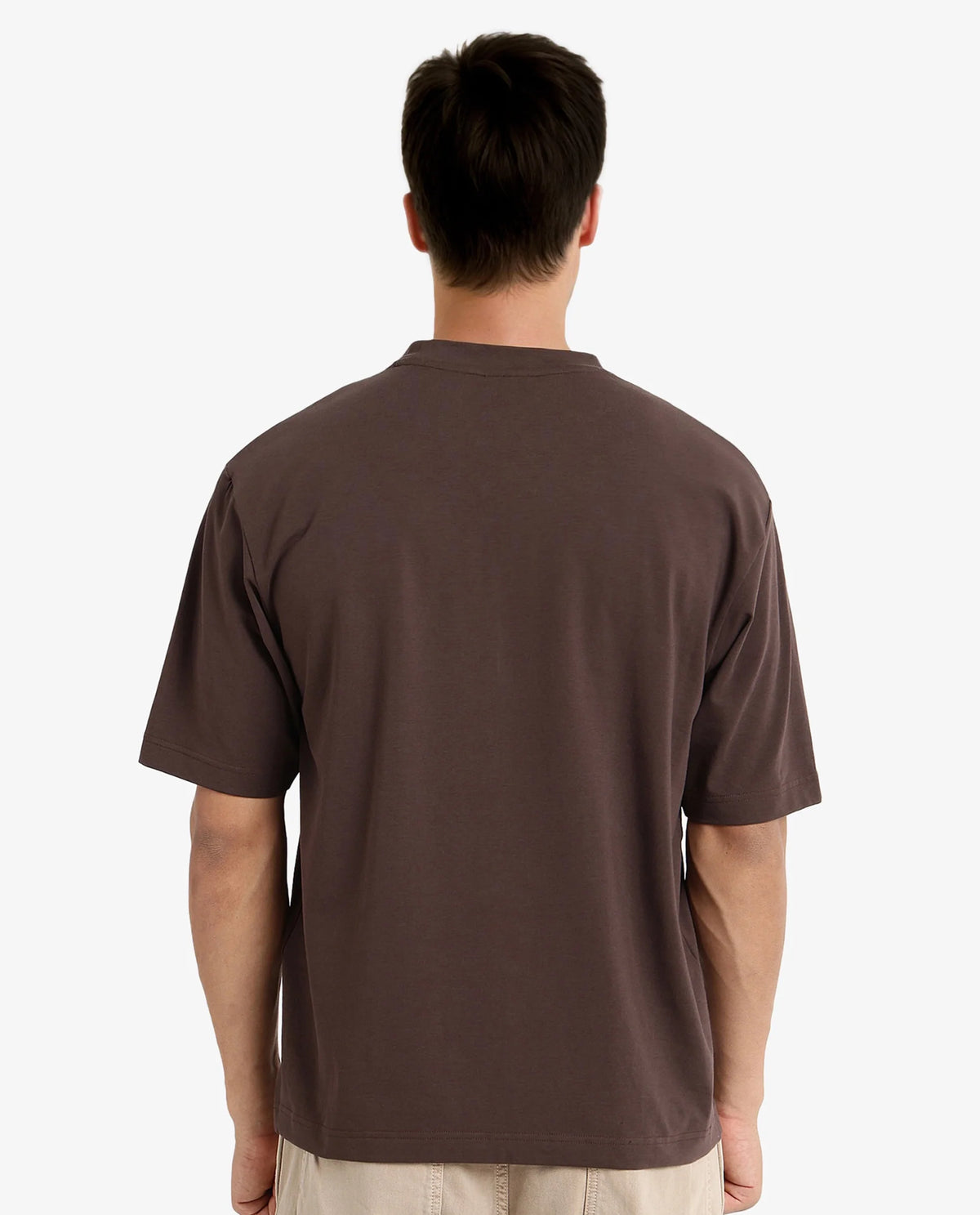 Rare Rabbit Men Reborn-T Brown Cotton Fabric Short Sleeve Crew Neck Oversized Fit Graphic Print T-Shirt