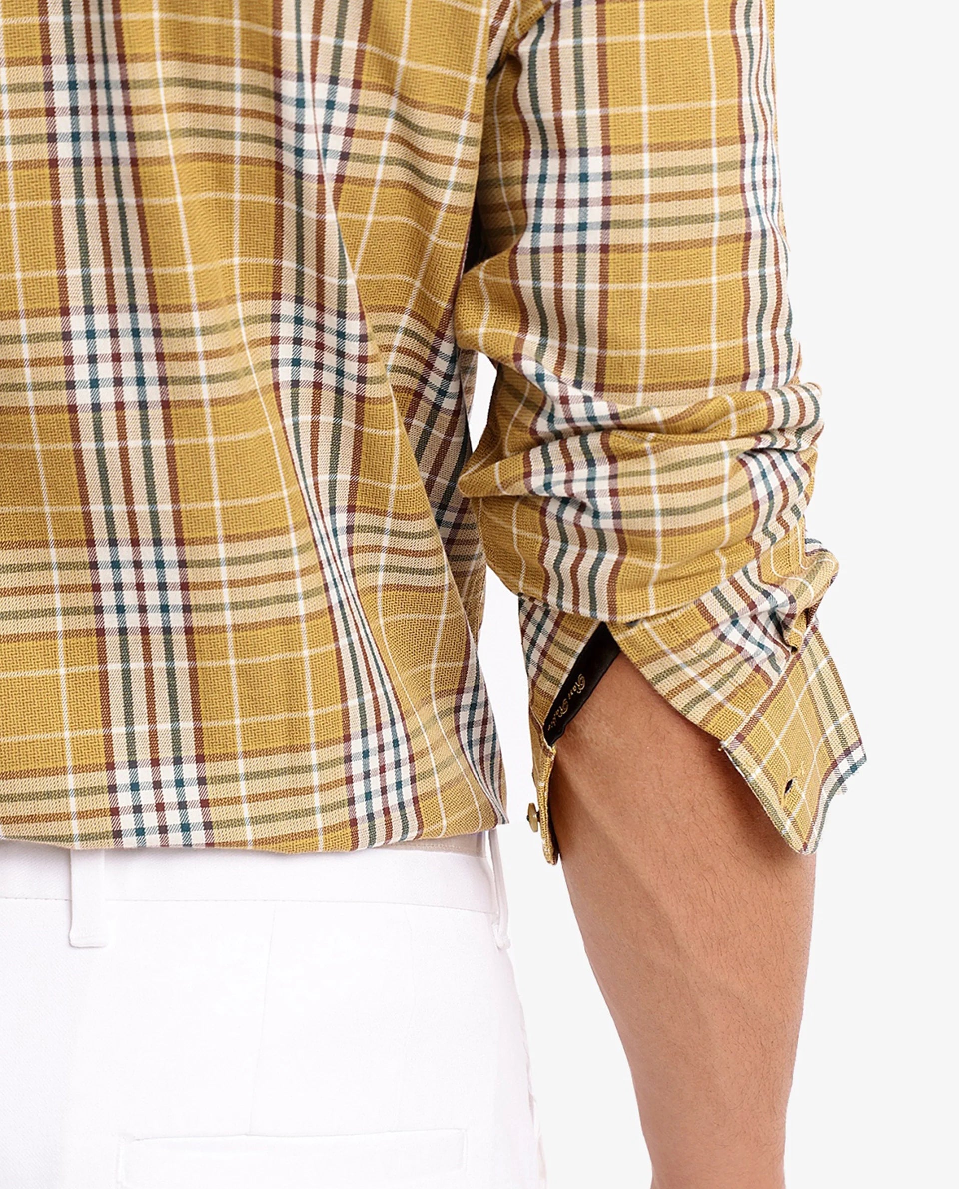 Rare Rabbit Men Reed Light Brown Full Sleeve Button Closure Twill Checks Shirt