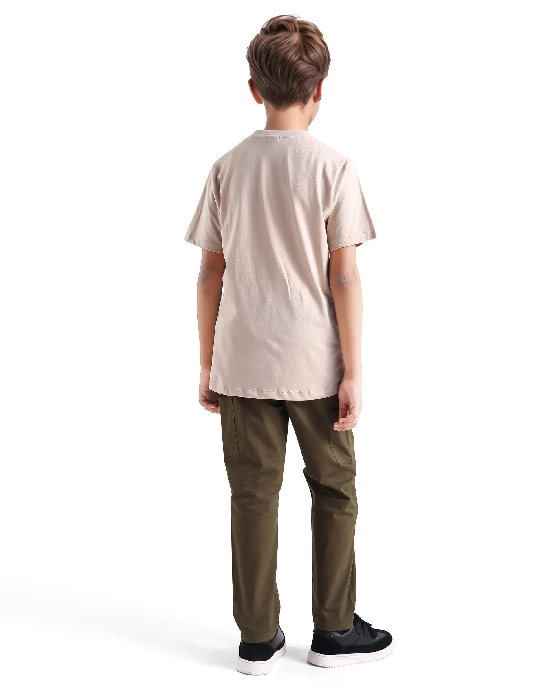 Rare Ones Kids Rez Olive Cotton Solid Button & Zip Closure Regular Fit Trouser