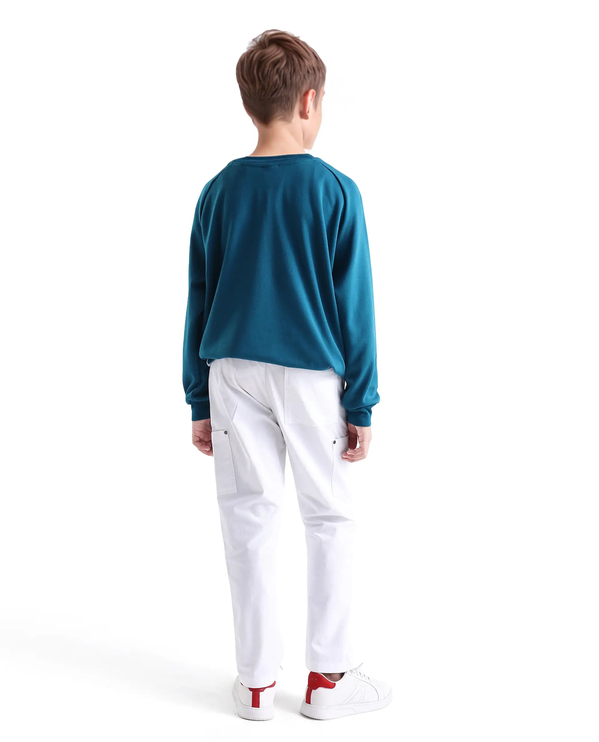 Rare Ones Kids Rez White Cotton Solid Button & Zip Closure Regular Fit Trouser