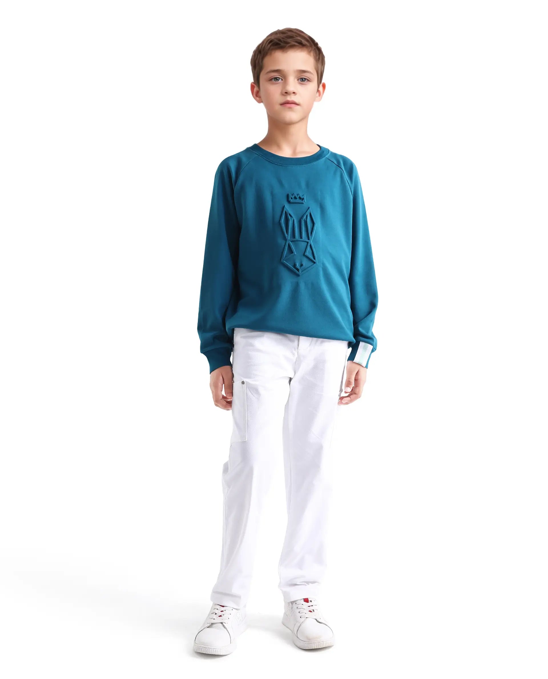 Rare Ones Kids Rez White Cotton Solid Button & Zip Closure Regular Fit Trouser