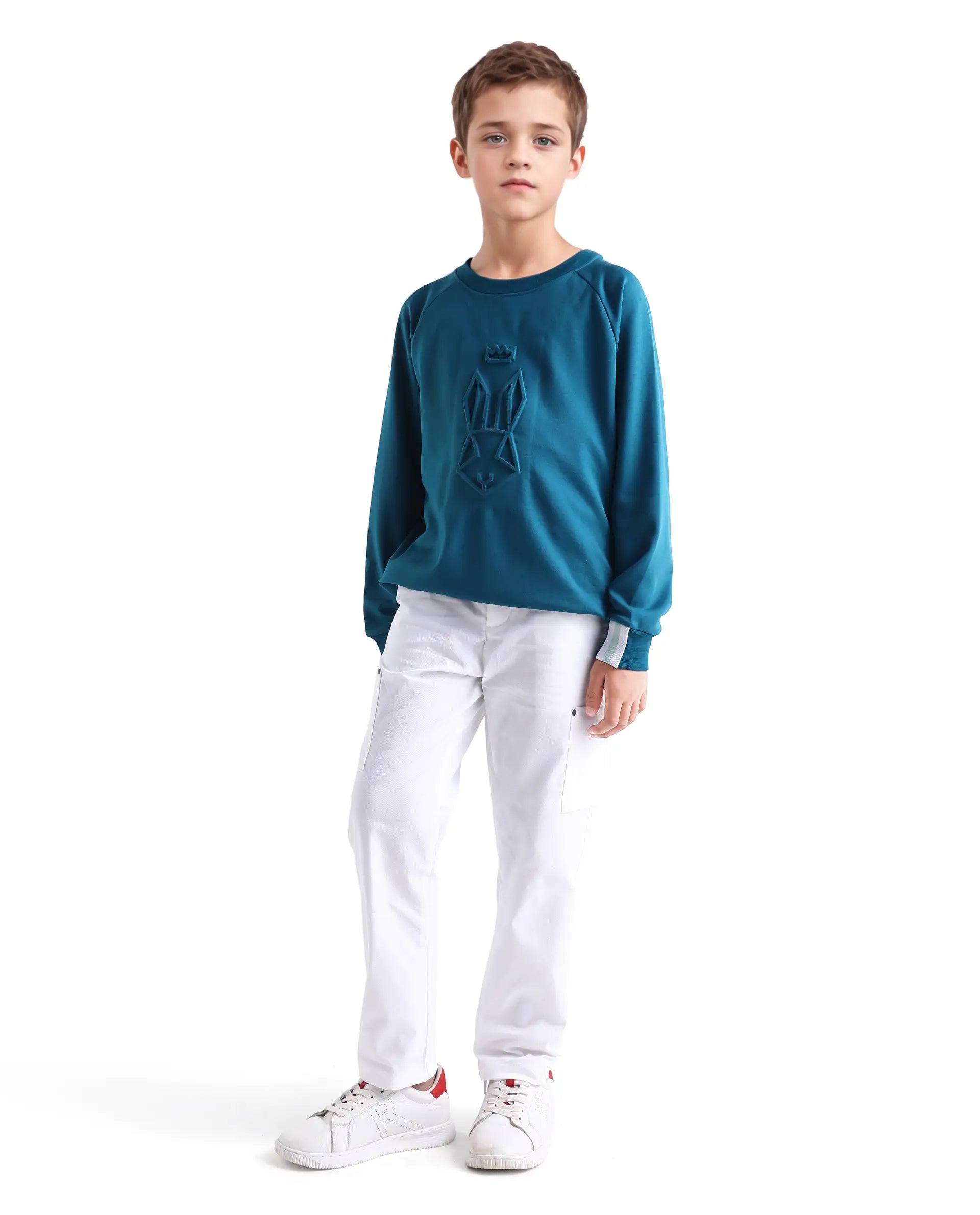 Rare Ones Kids Rez White Cotton Solid Button & Zip Closure Regular Fit Trouser