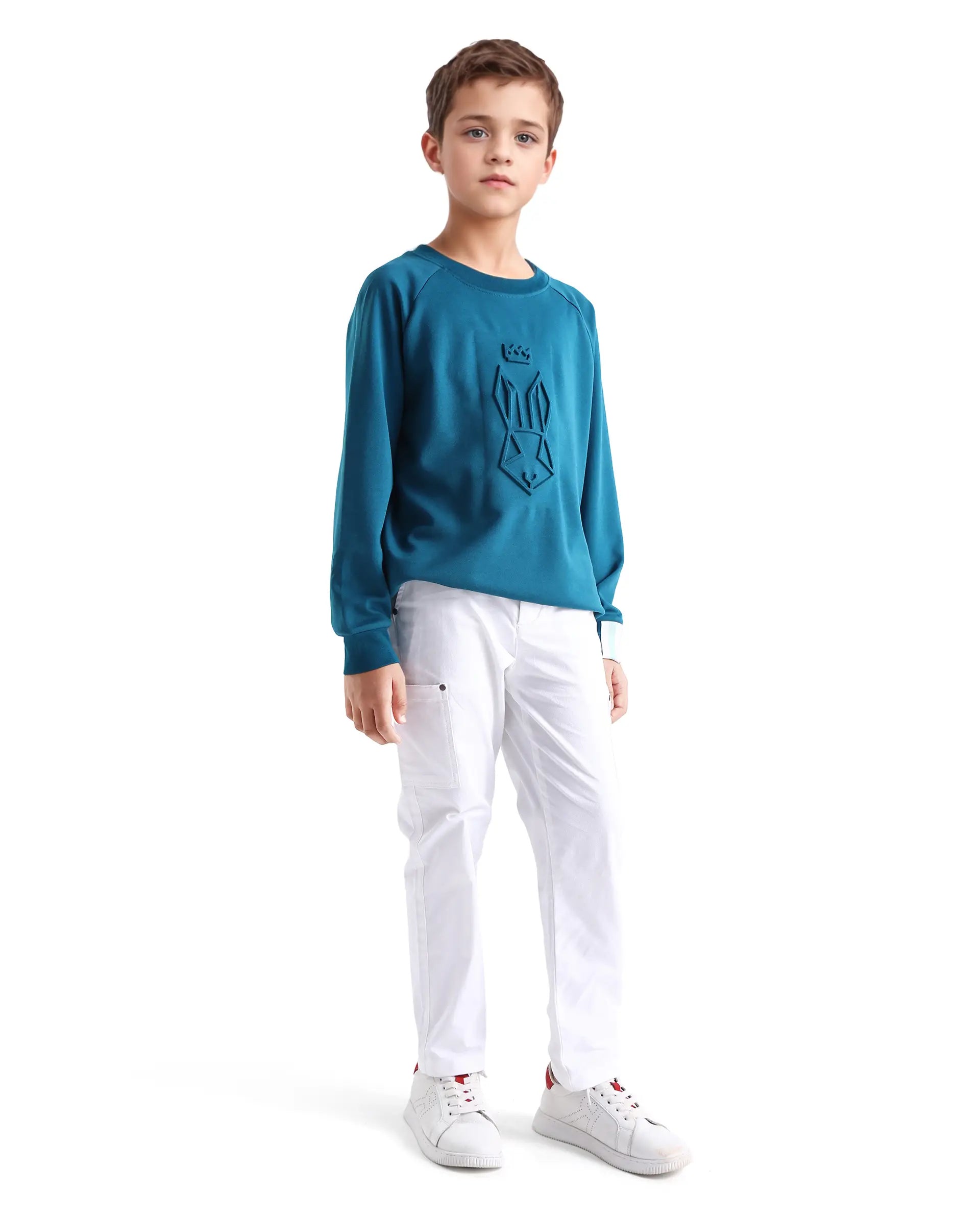 Rare Ones Kids Rez White Cotton Solid Button & Zip Closure Regular Fit Trouser