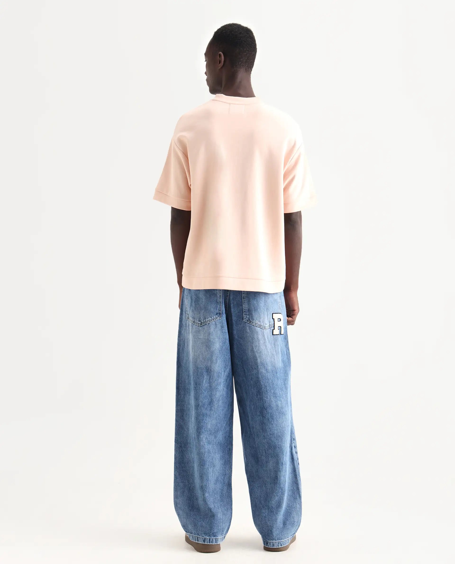 Rare Rabbit Men's Riffin Light Blue Cotton Plain Baggy Fit Jeans