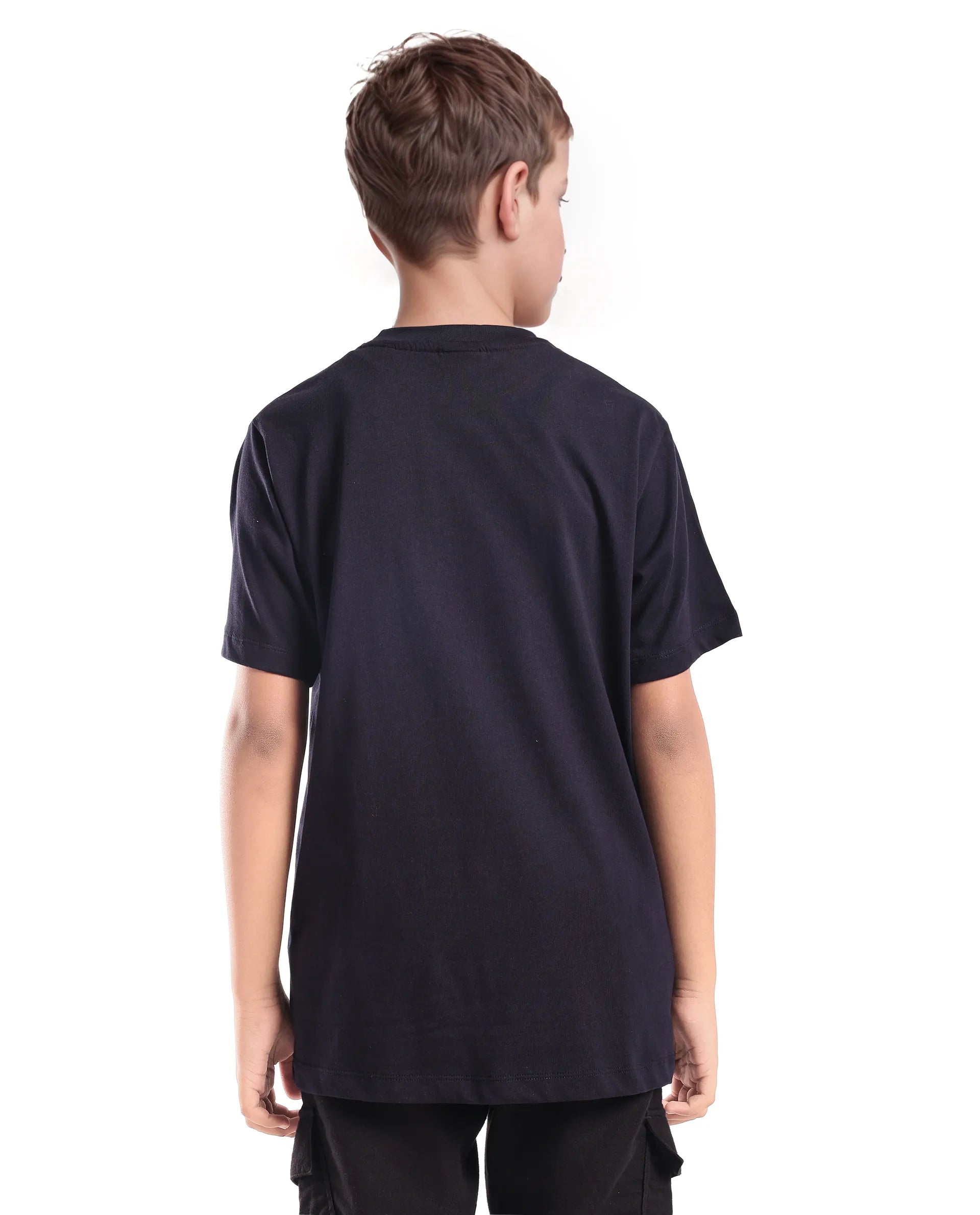 Rare Ones Kids Riggs Dark Navy Cotton Pigment Print Regular Fit T-Shirt
