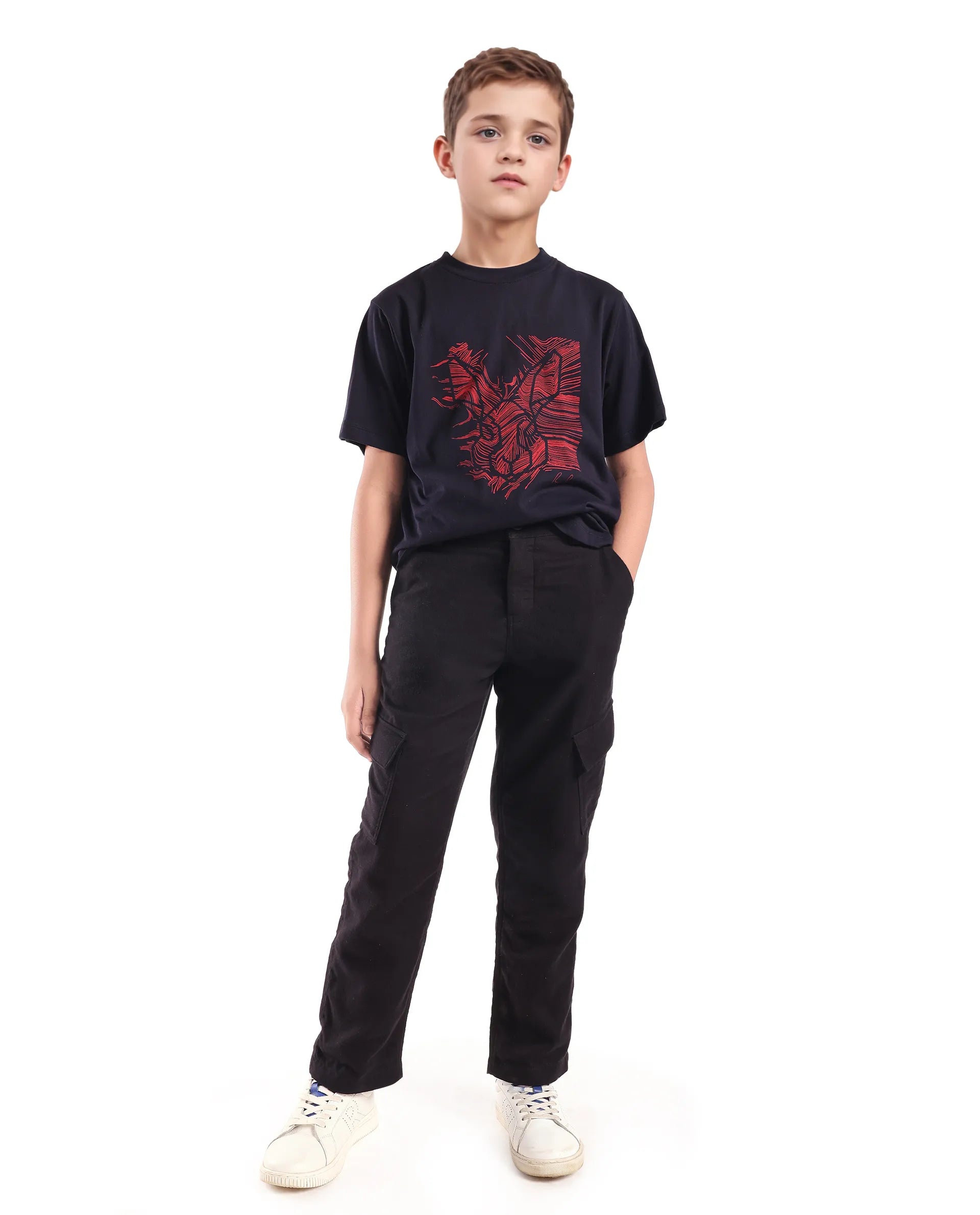 Rare Ones Kids Riggs Dark Navy Cotton Pigment Print Regular Fit T-Shirt