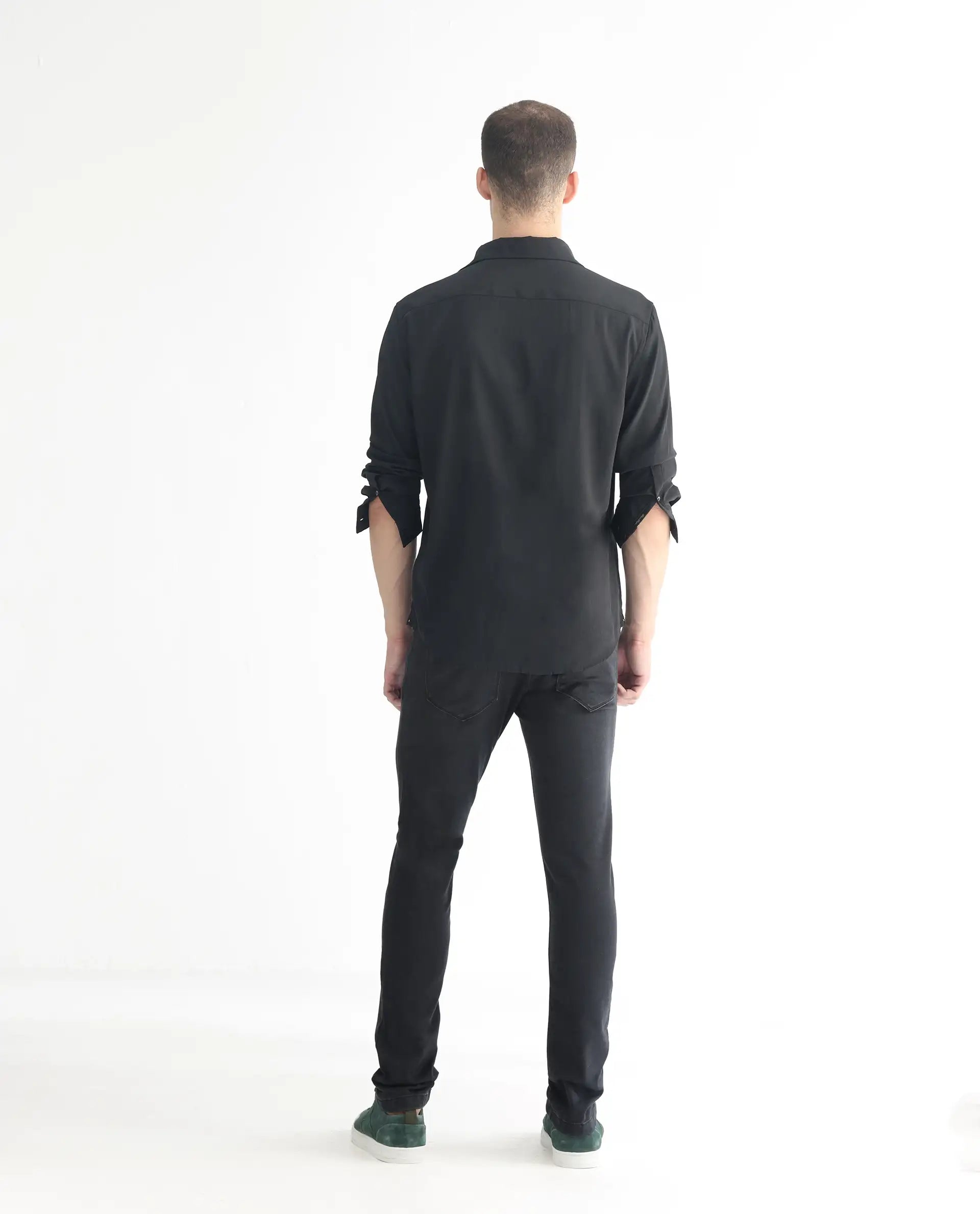 Rare Rabbit Men's Riom Dark Grey Cotton Plain Hawk Slim Fit Jeans