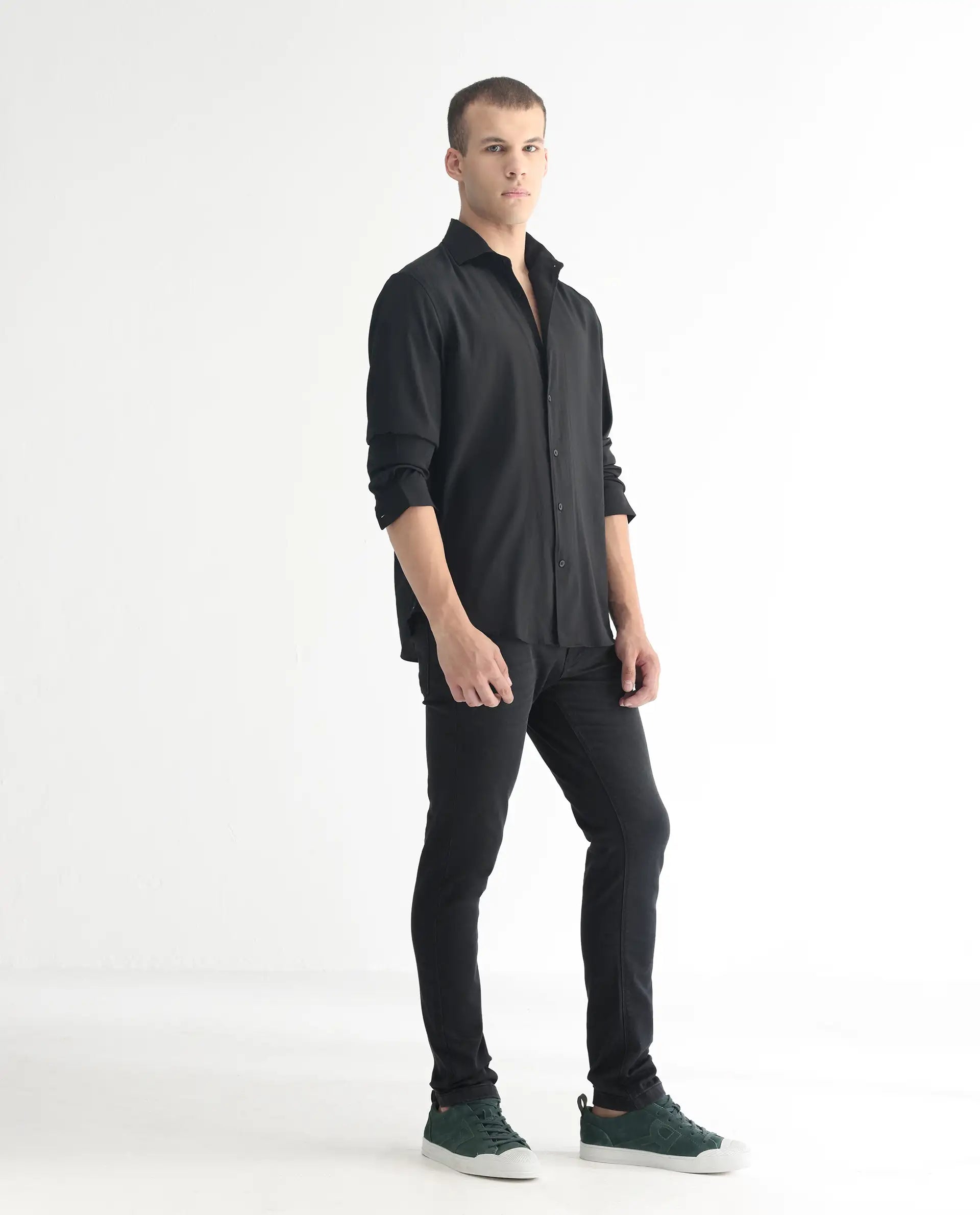 Rare Rabbit Men's Riom Dark Grey Cotton Plain Hawk Slim Fit Jeans