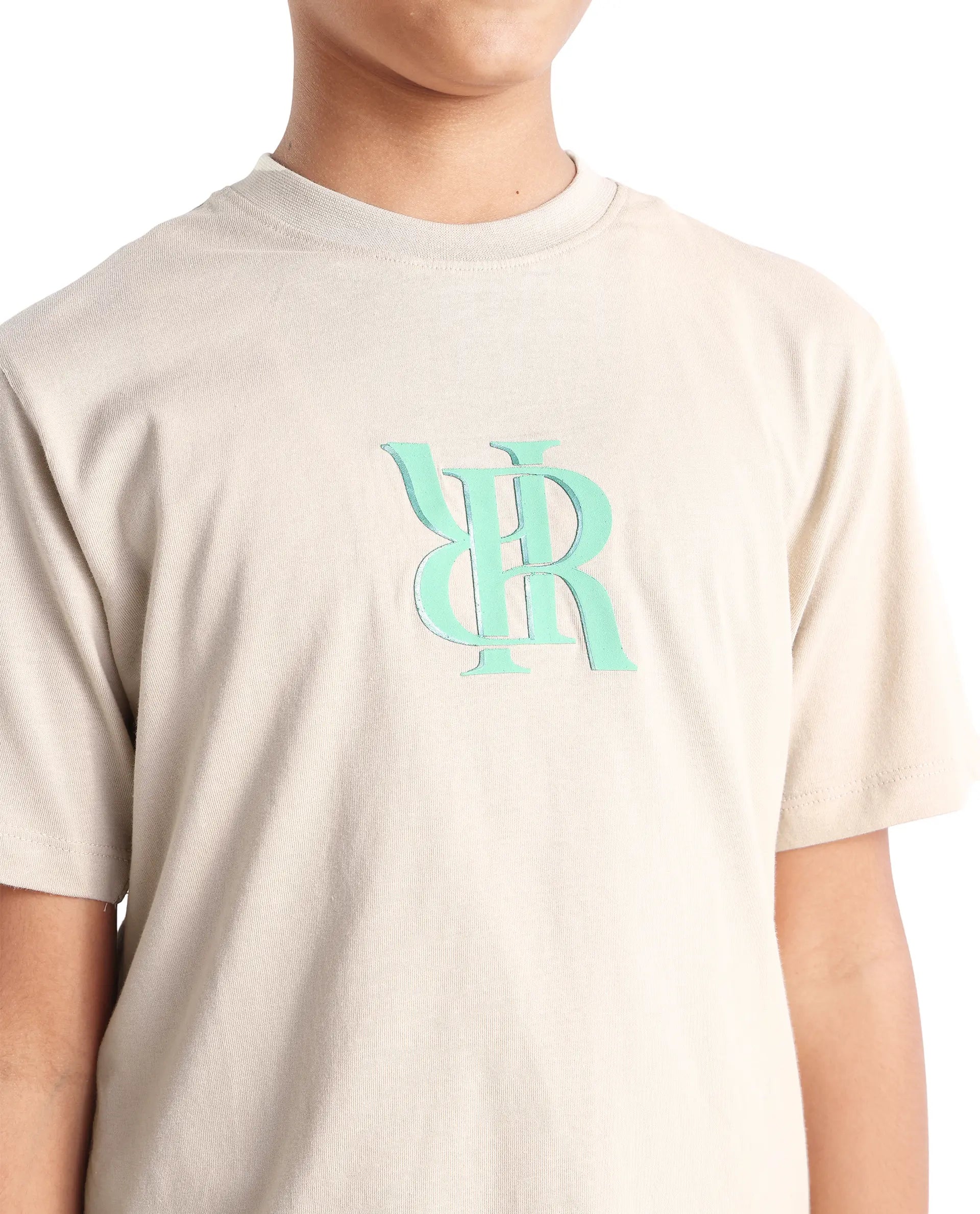 Rare Ones Kids Rosco-K Beige Cotton Jelly Print Regular Fit T-Shirt