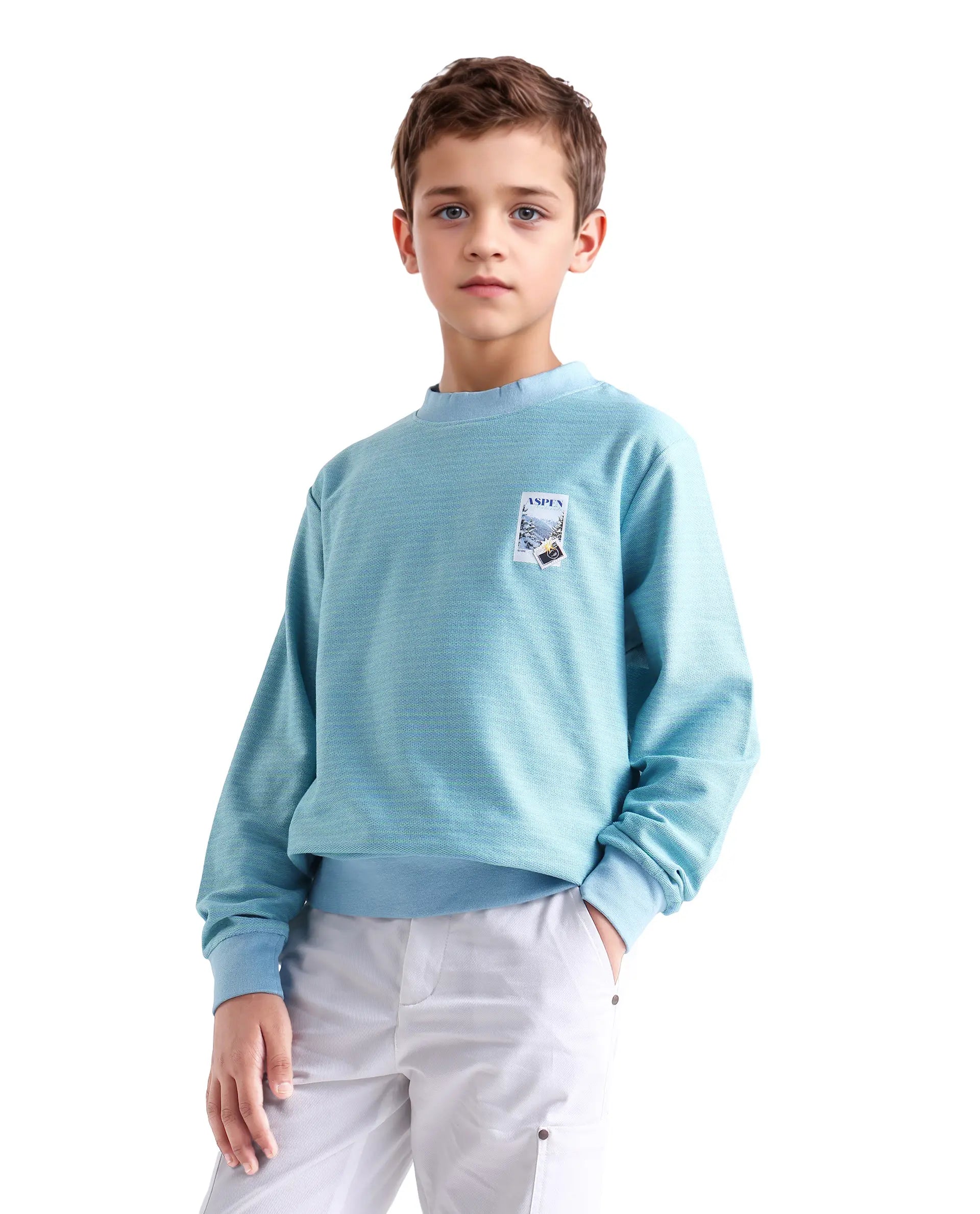 Rare Ones Kids Rosco Light Blue Printed Cotton Oversized Sweatshirt