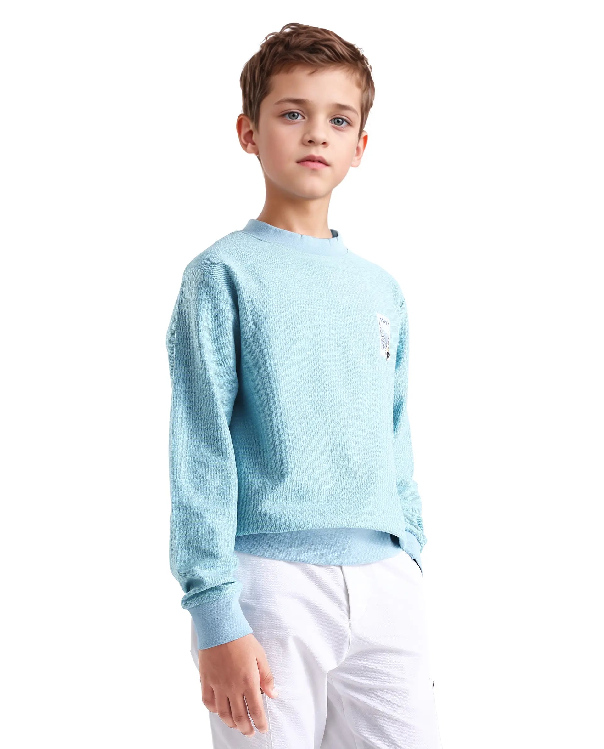Rare Ones Kids Rosco Light Blue Printed Cotton Oversized Sweatshirt
