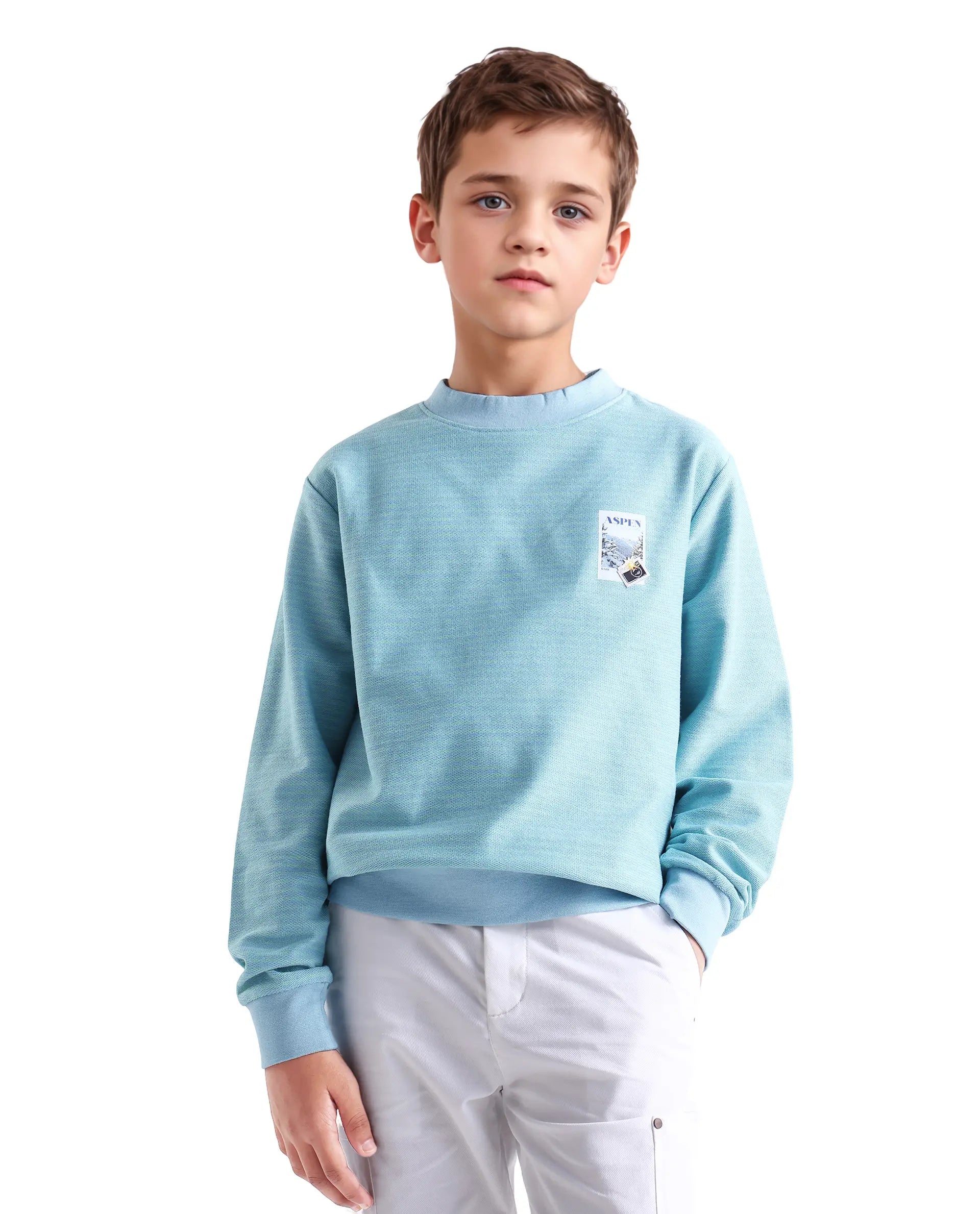 Rare Ones Kids Rosco Light Blue Printed Cotton Oversized Sweatshirt