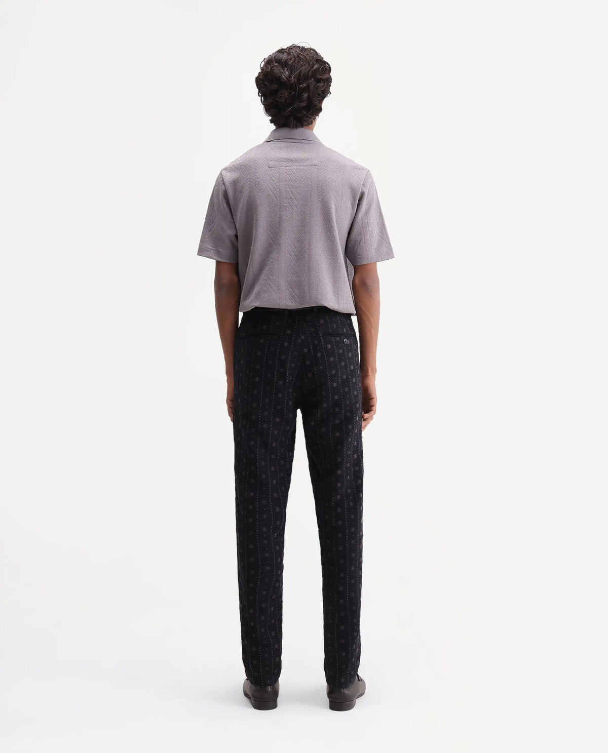 Rare Rabbit Men's Fifth Black Cotton Regular Fit Jacquard Trouser