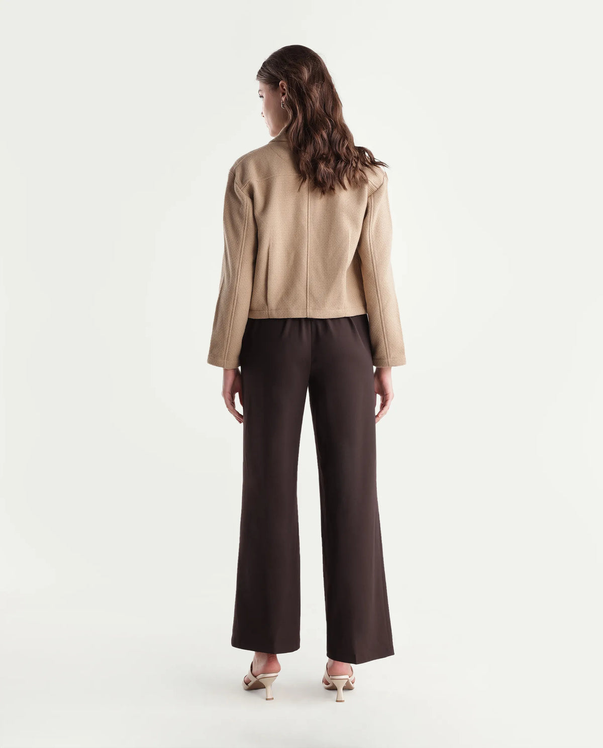 Rareism Women's Widraw Primary Brown Polyester Blend Button And Zip Wide Leg Plain Trouser