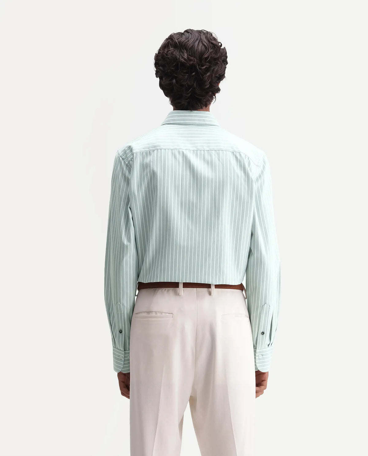 Rare Rabbit Men's Orven Primary Green Cotton Blend Spread Collar Button Regular Striped Shirt