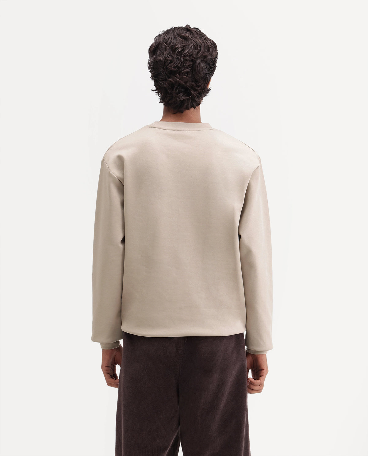 Rare Rabbit Men's Flet Dusky Beige Cotton Blend Crew Neck Regular Branding Sweatshirt