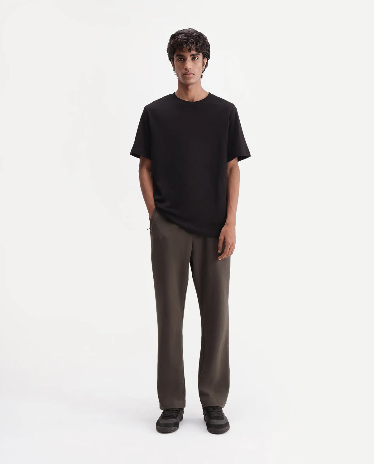 Rare Rabbit Men's Costo-T-A26 Olive Cotton Blend Relaxed Plain Track Pant