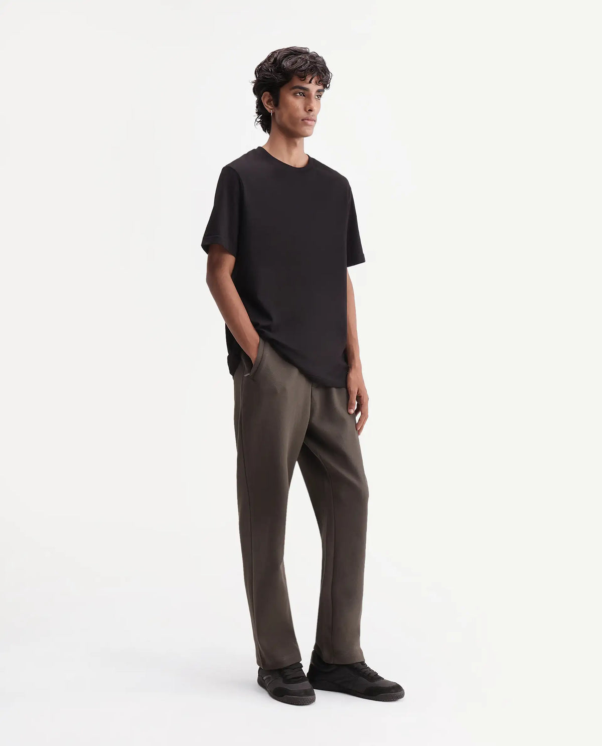 Rare Rabbit Men's Costo-T-A26 Olive Cotton Blend Relaxed Plain Track Pant
