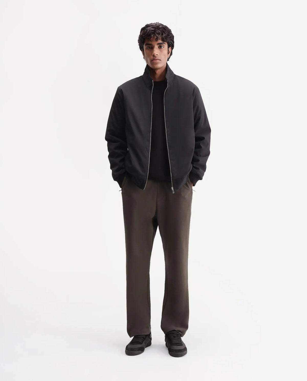 Rare Rabbit Men's Costo-T-A26 Olive Cotton Blend Relaxed Plain Track Pant