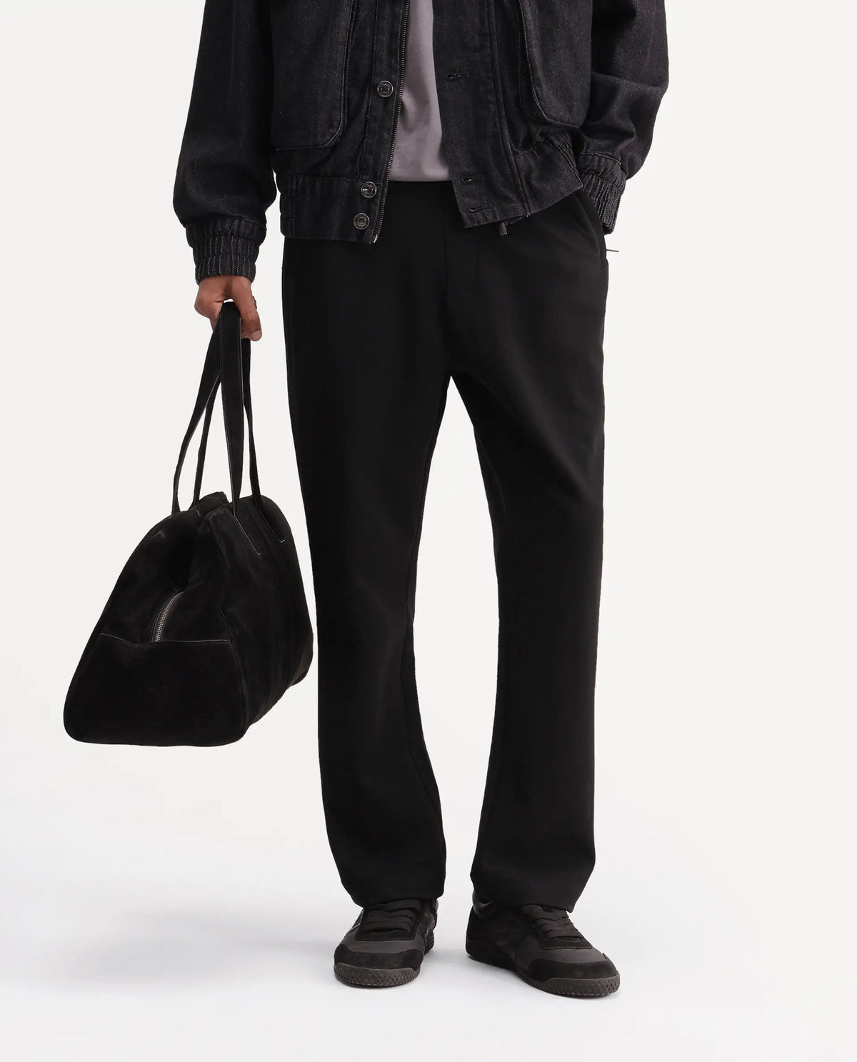 Rare Rabbit Men's Costo-T-A26 Black Cotton Blend Relaxed Plain Track Pant
