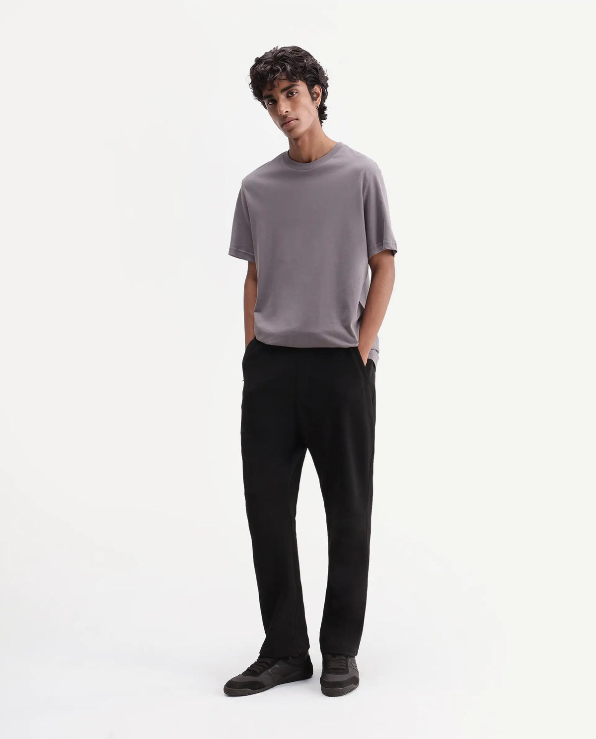 Rare Rabbit Men's Costo-T-A26 Black Cotton Blend Relaxed Plain Track Pant