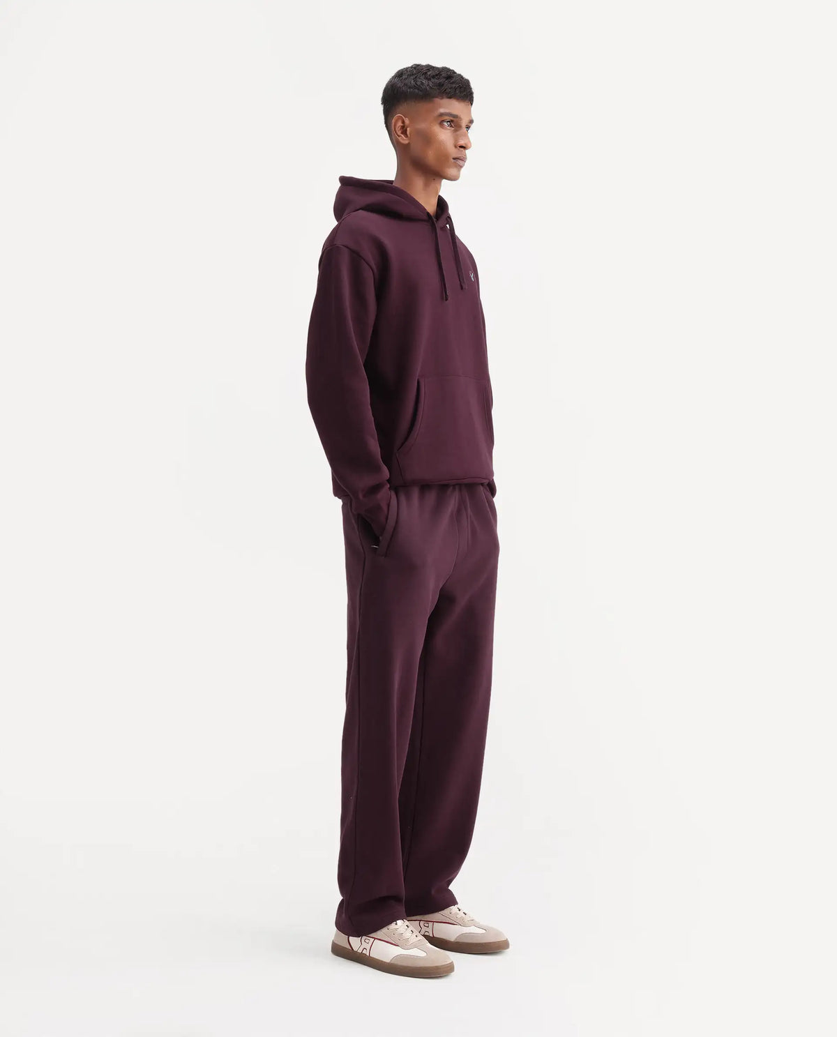 Rare Rabbit Men's Kore-T Maroon Cotton Blend Regular Plain Track Pant