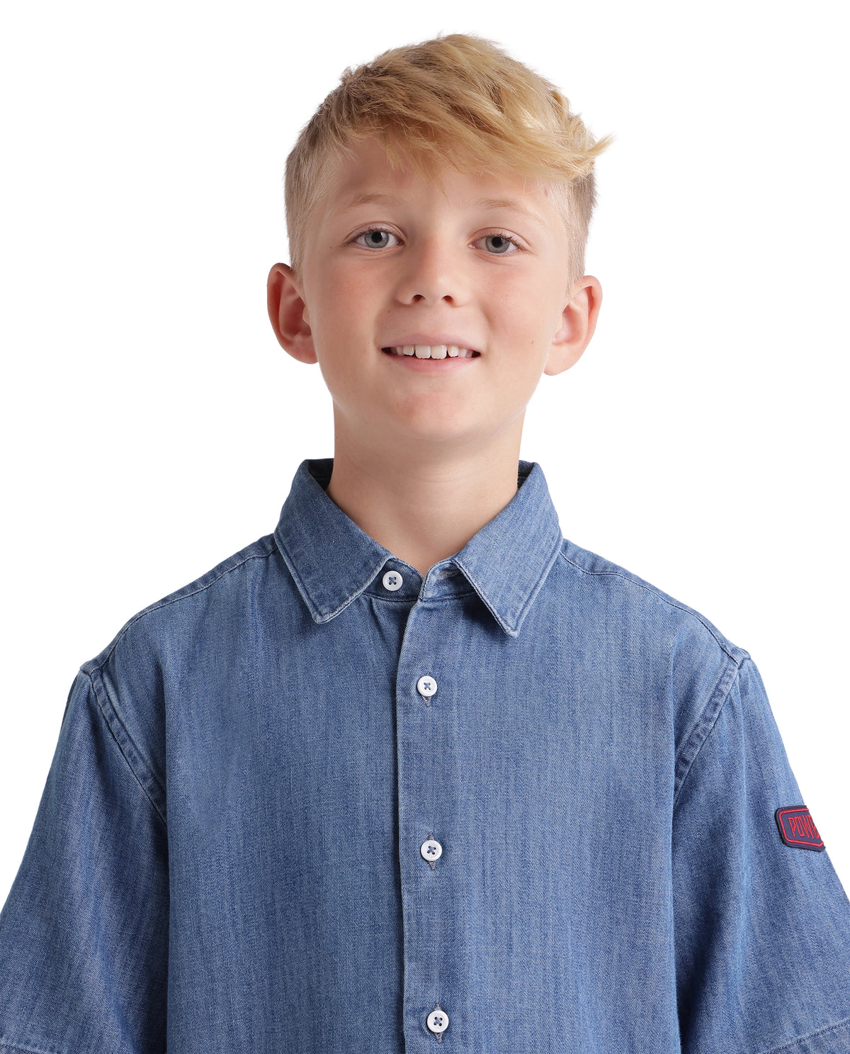 Rare Ones Kids West Light Blue Cotton Blend Fabric Button Closure Regular Fit Plain Shirt