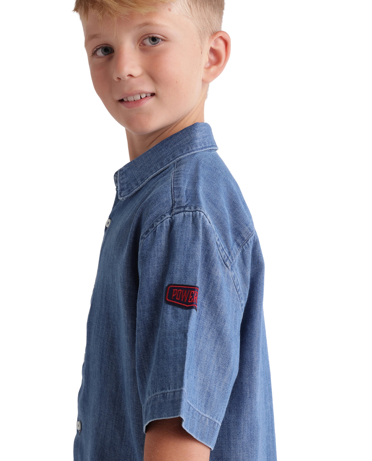 Rare Ones Kids West Light Blue Cotton Blend Fabric Button Closure Regular Fit Plain Shirt
