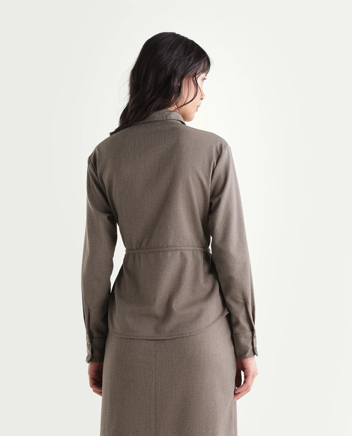 Rareism Women's Yuvia-T Dusky Brown Polyester Blend Button Relaxed Fit Shirt