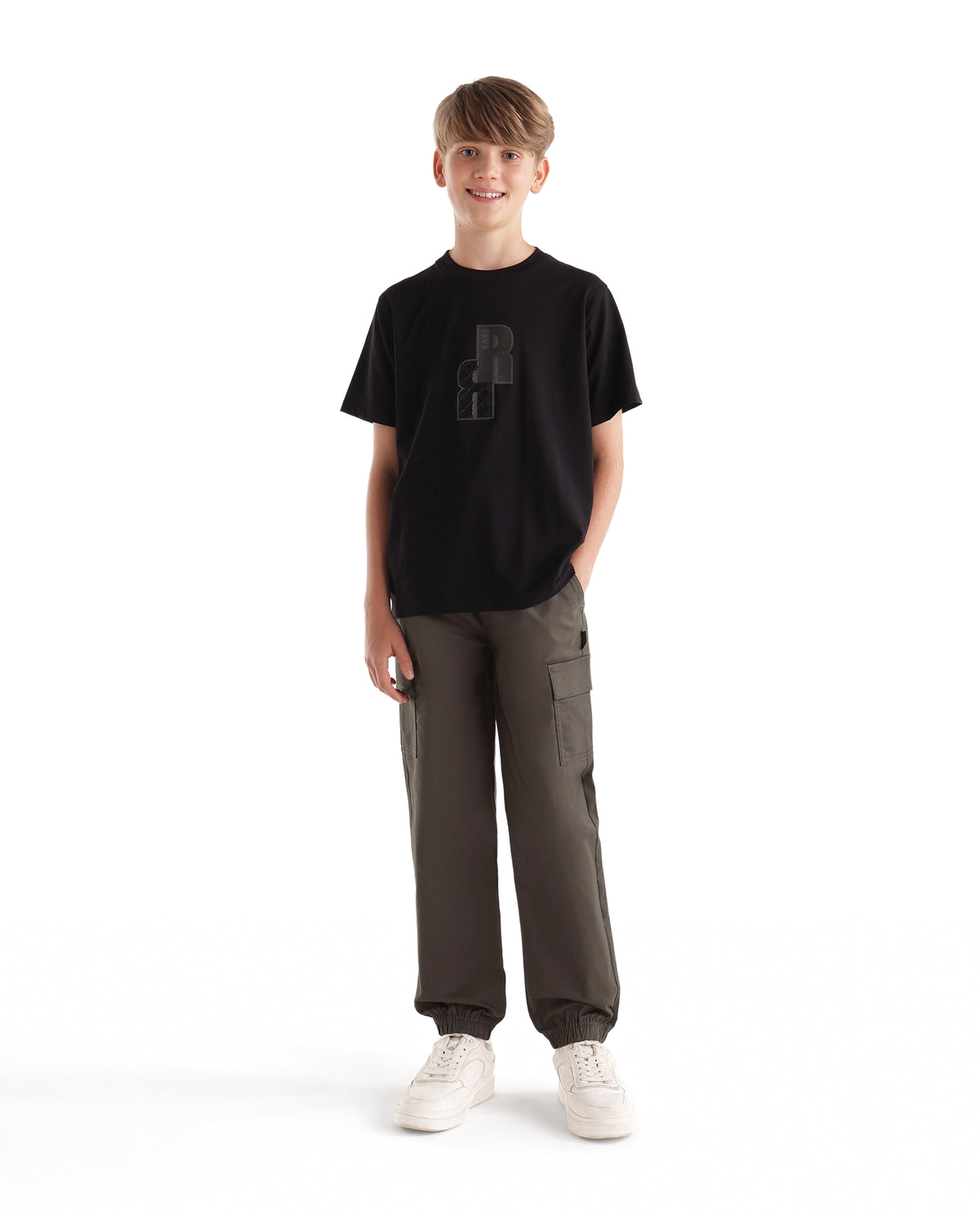 Rare Ones Kids Calix Dusky Brown Cotton Blend Fabric Drawstring Closure Cargo Fit Plain Trouser