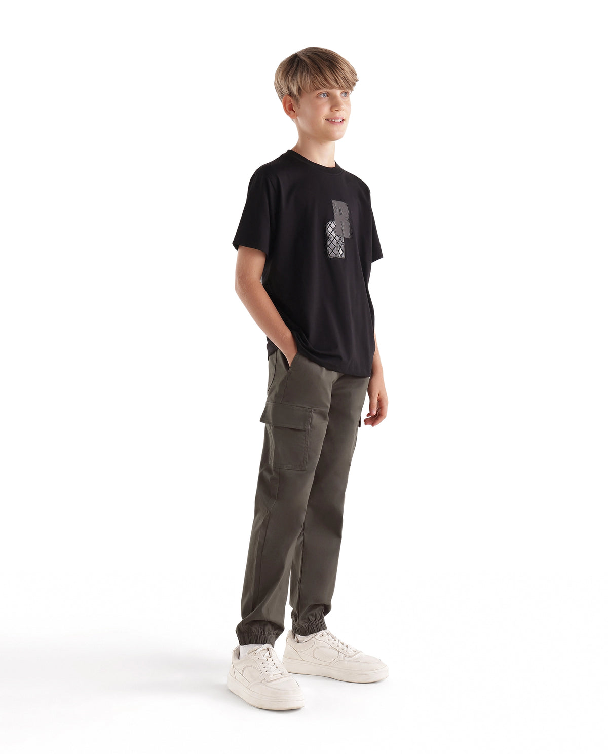 Rare Ones Kids Calix Dusky Brown Cotton Blend Fabric Drawstring Closure Cargo Fit Plain Trouser
