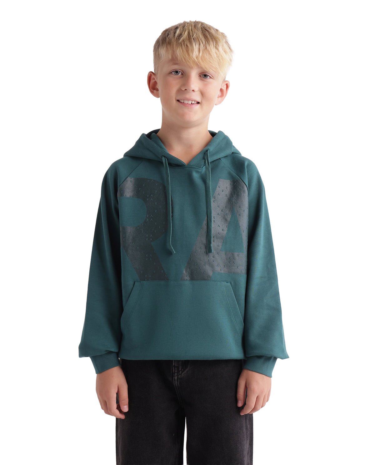Rare Ones Kids Higs Teal Cotton Blend Fabric Hooded Drawstring Closure Regular Sweatshirt