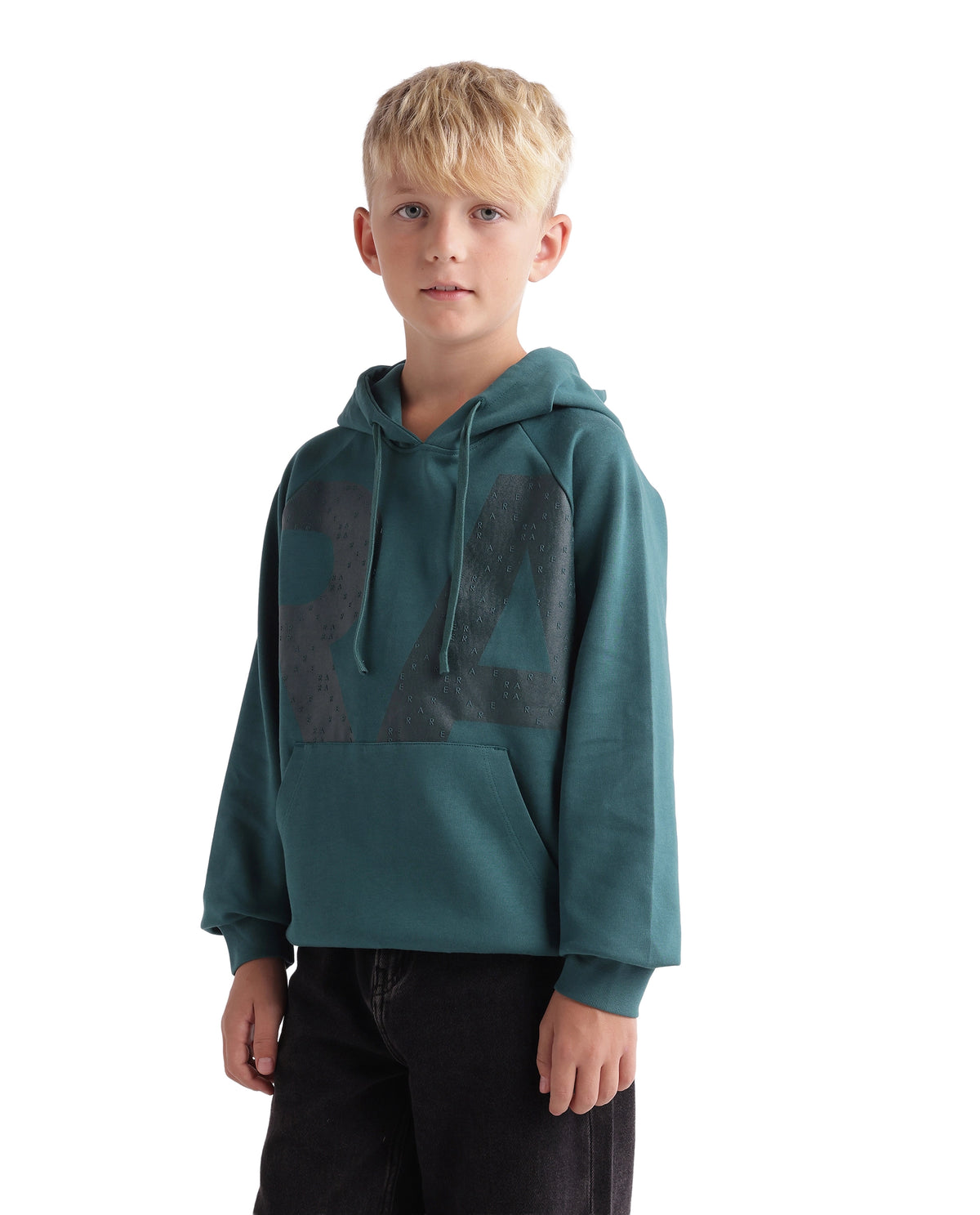 Rare Ones Kids Higs Teal Cotton Blend Fabric Hooded Drawstring Closure Regular Sweatshirt