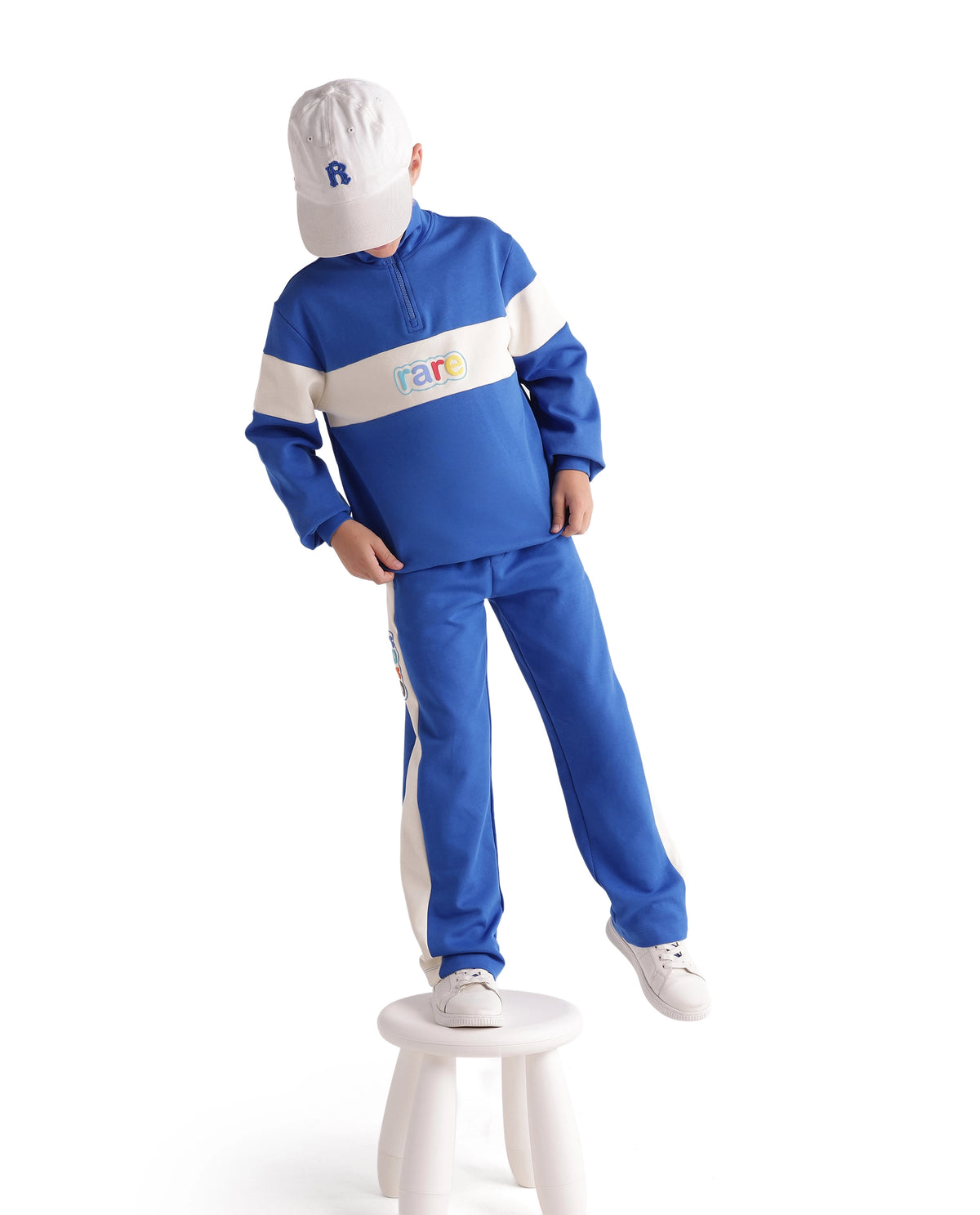 Rare Ones Kids Cloud Blue Cotton Blend Fabric Spread Collar Zipper Closure Regular Sweatshirt