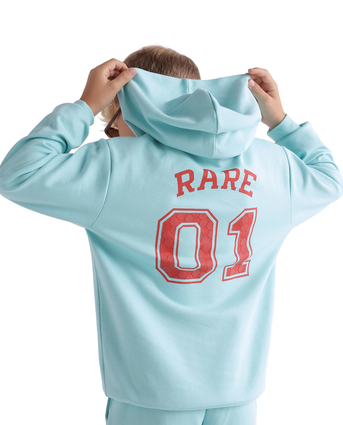 Rare Ones Kids Nemo Light Teal Cotton Blend Fabric Hooded Pull-On Closure Regular Fit Jelly Print Sweatshirt