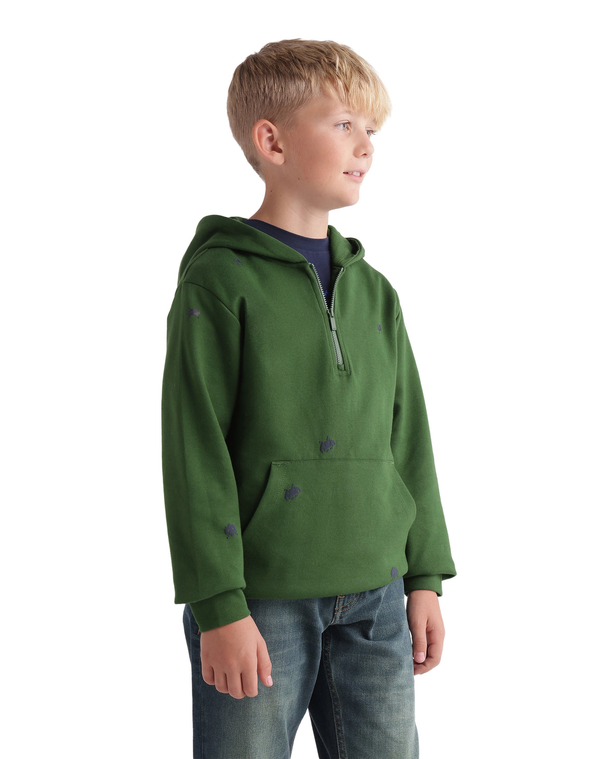 Rare Ones Kids Crea Light Green Cotton Blend Fabric Hooded Zipper Closure Regular Sweatshirt