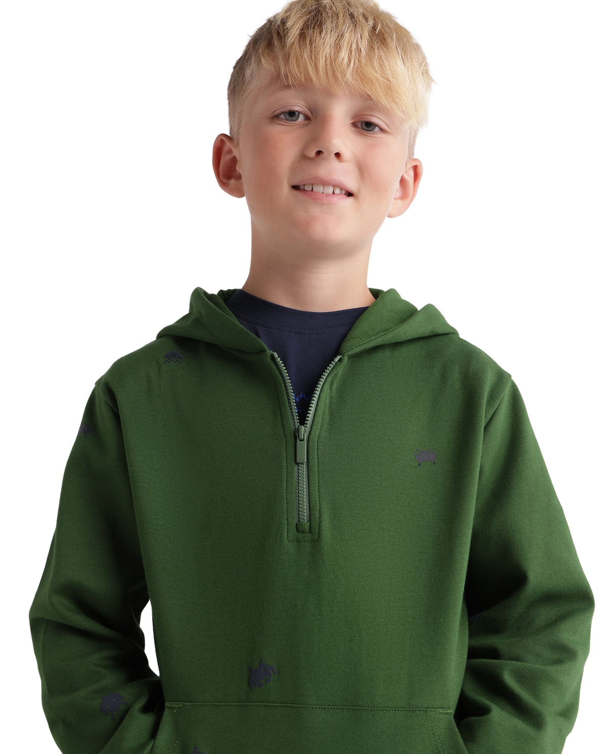 Rare Ones Kids Crea Light Green Cotton Blend Fabric Hooded Zipper Closure Regular Sweatshirt