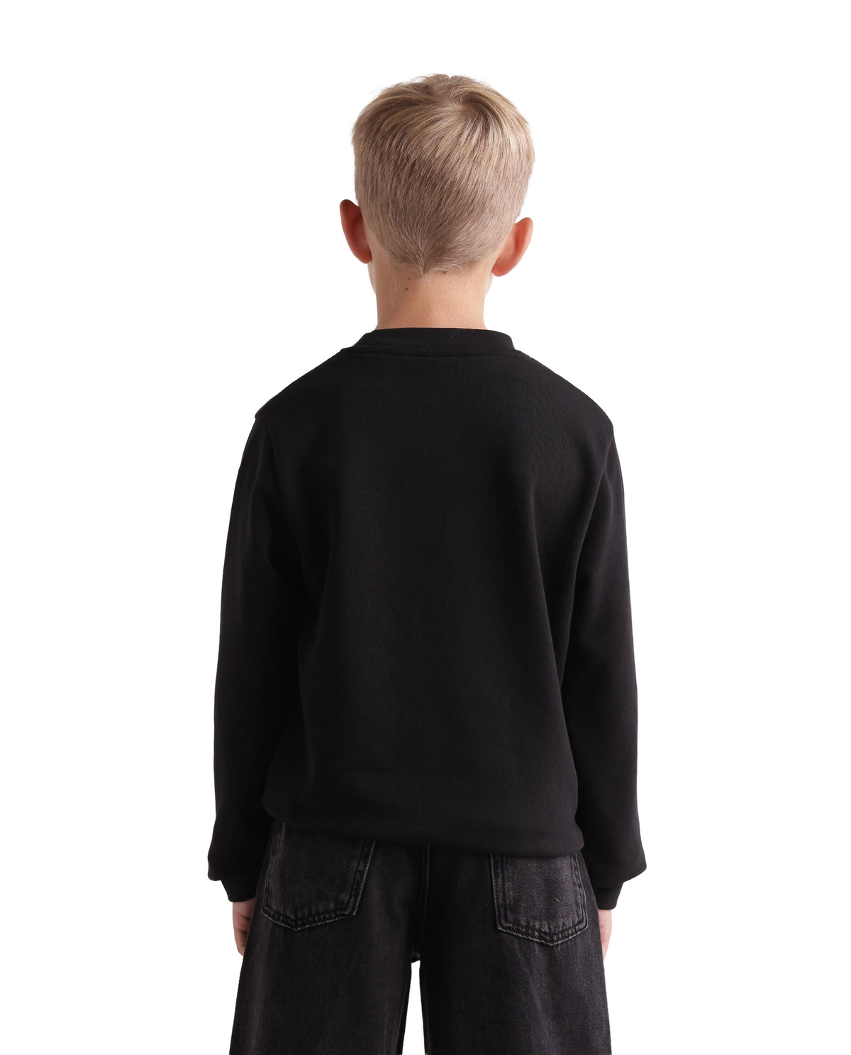 Rare Ones Kids Krio Black Cotton Blend Fabric Crew Neck Pull-On Closure Regular Sweatshirt