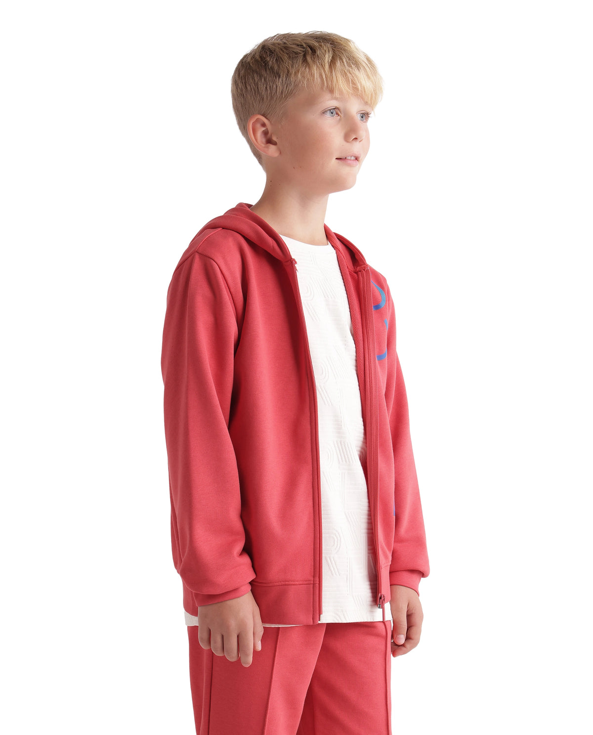 Rare Ones Kids Dolci Red Cotton Blend Fabric Hooded Zipper Closure Regular Sweatshirt