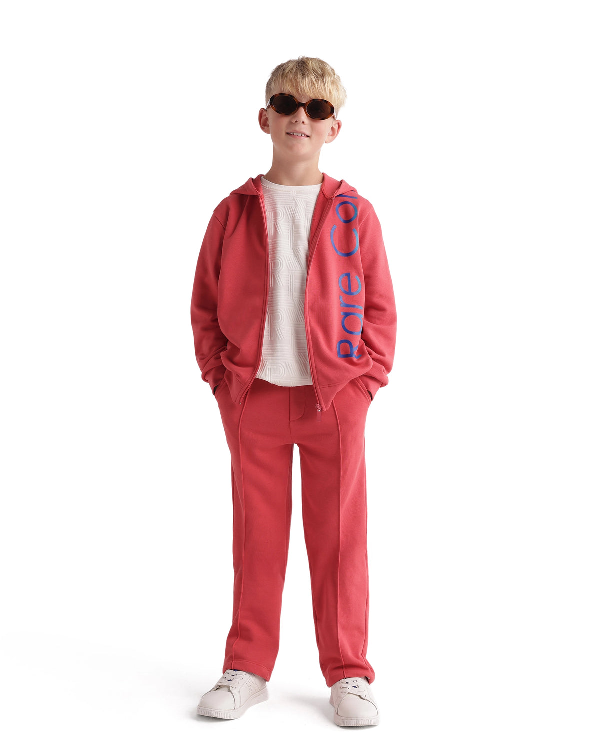 Rare Ones Kids Dolci Red Cotton Blend Fabric Hooded Zipper Closure Regular Sweatshirt
