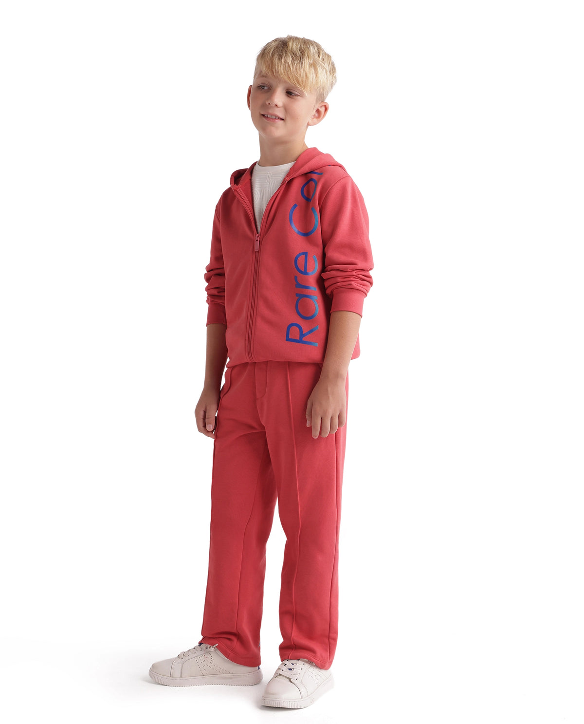 Rare Ones Kids Dolci-B Red Cotton Blend Fabric Drawstring Closure Straight Trackpant