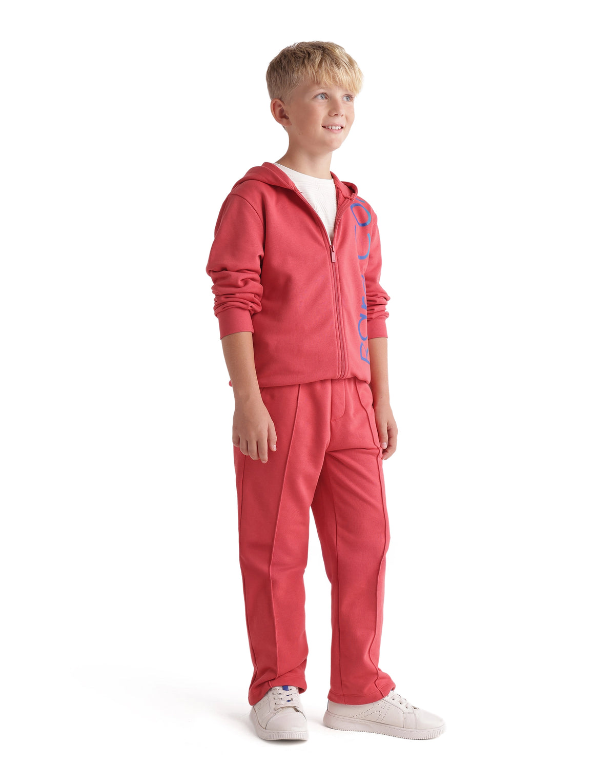Rare Ones Kids Dolci-B Red Cotton Blend Fabric Drawstring Closure Straight Trackpant