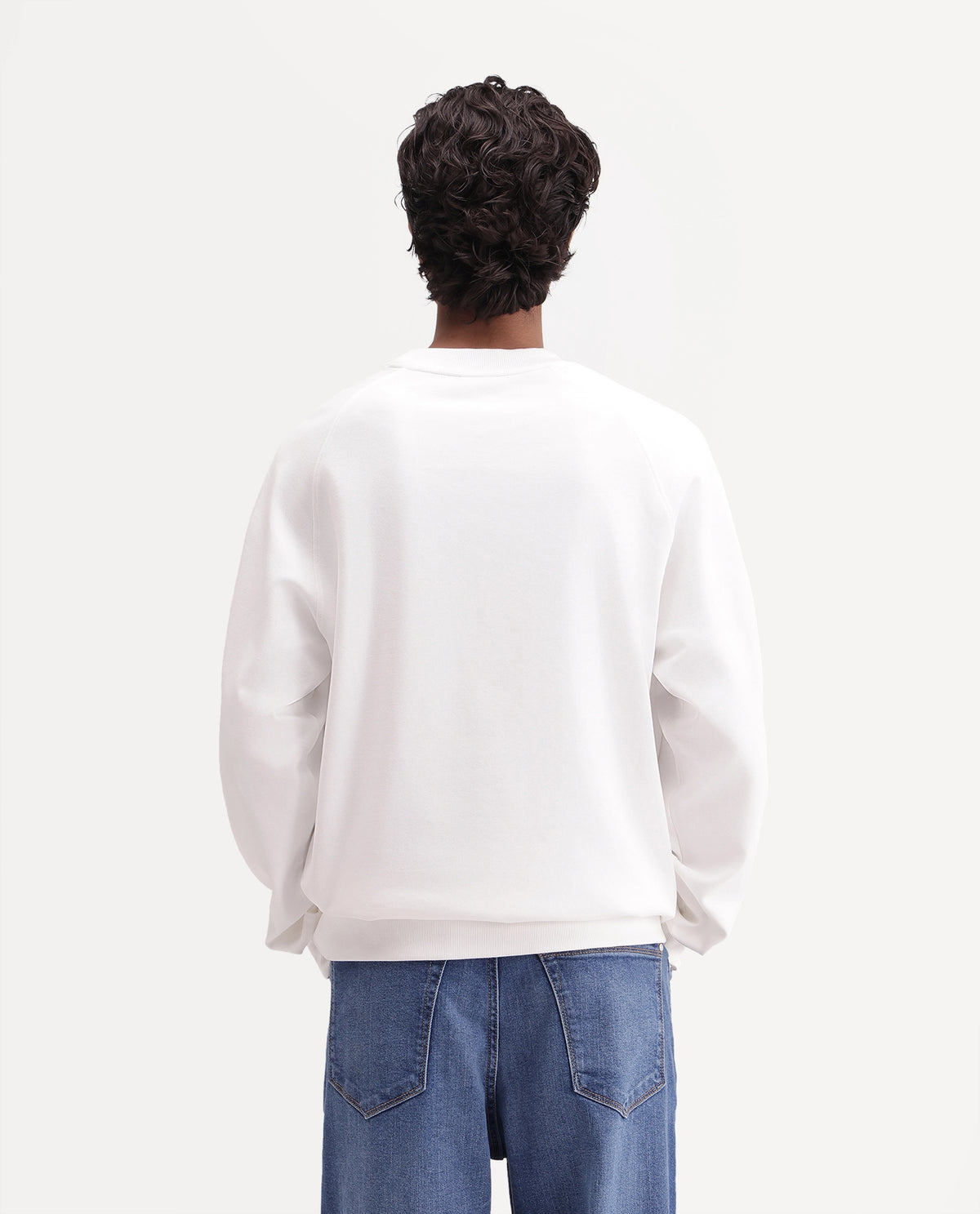 Rare Rabbit Men's Nabro Primary White Cotton Blend High Neck Regular Plain Sweatshirt