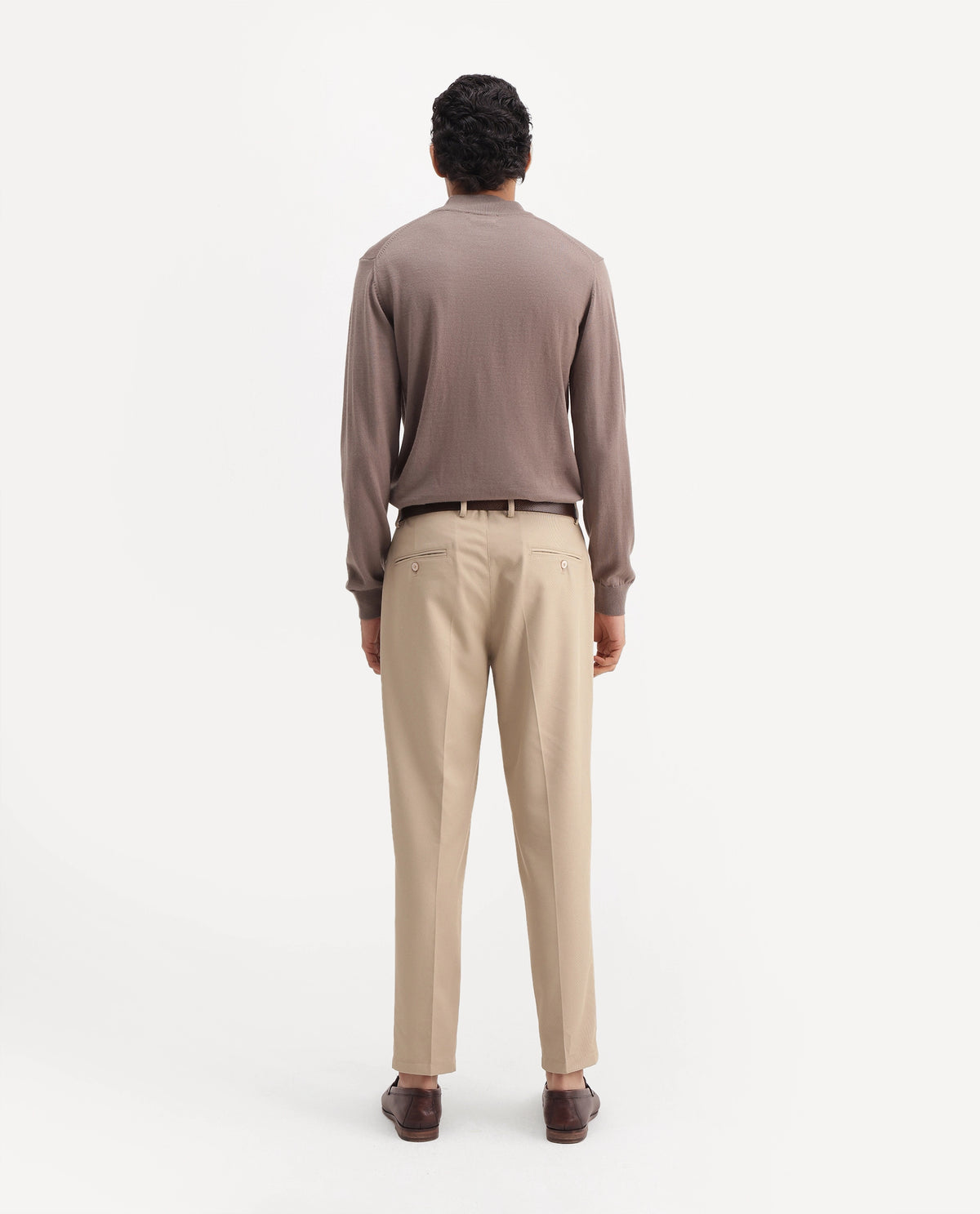 Rare Rabbit Men's Lext Primary Beige Polyester Blend Regular Plain Trouser