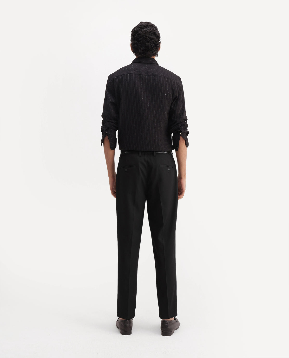 Rare Rabbit Men's Lext Primary Black Polyester Blend Regular Plain Trouser