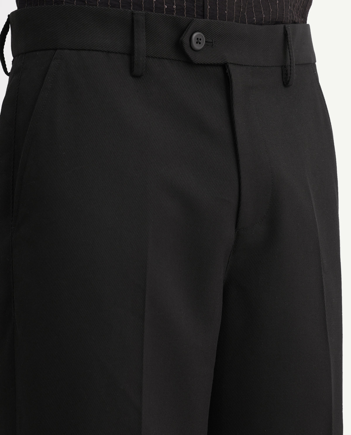 Rare Rabbit Men's Lext Primary Black Polyester Blend Regular Plain Trouser